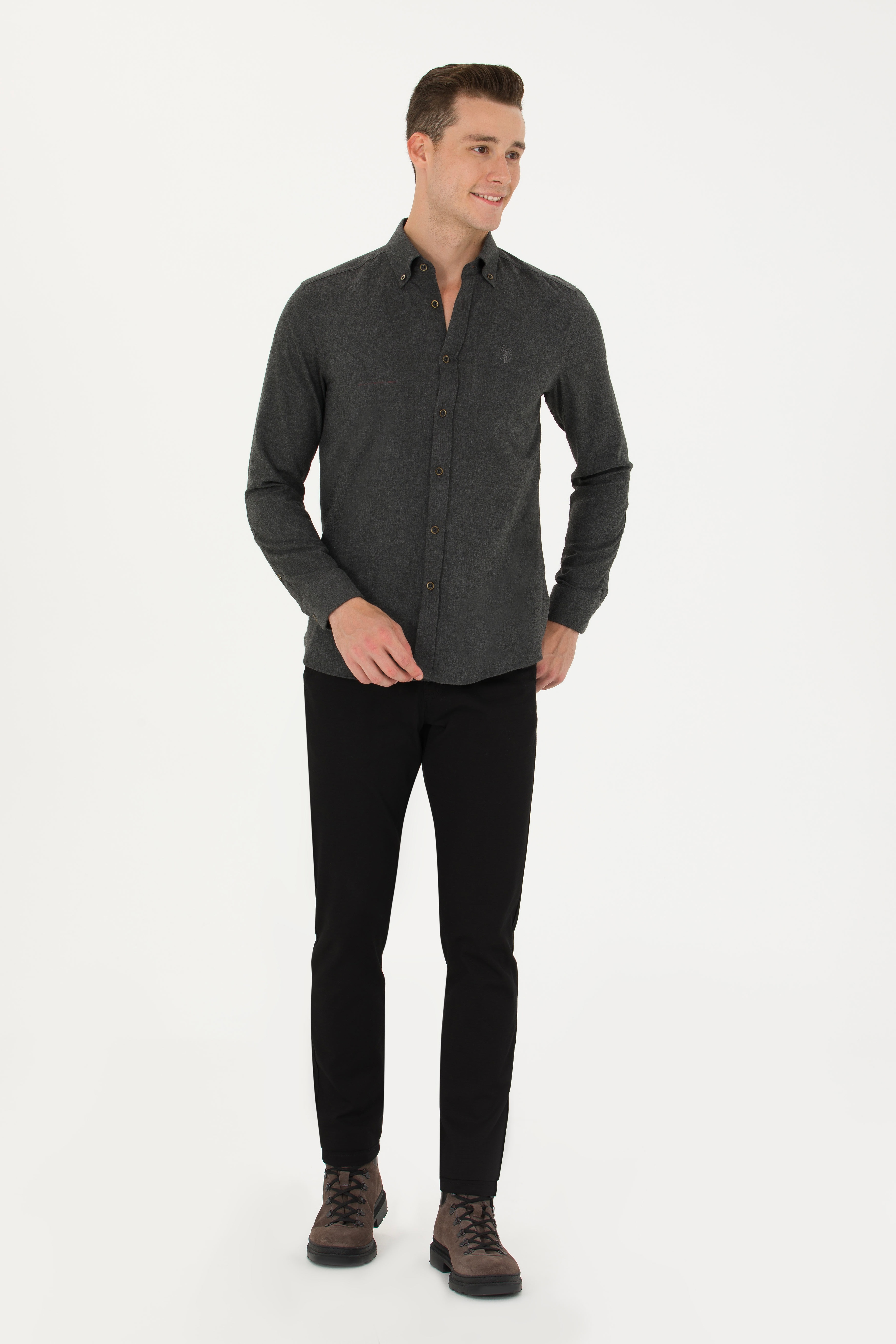 Erkek Slim Fit Siyah Kanvas / Chino Pantolon