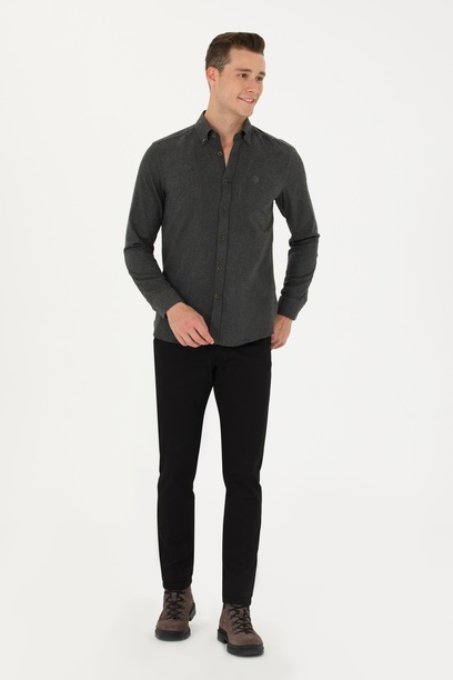 Erkek Slim Fit Siyah Kanvas / Chino Pantolon