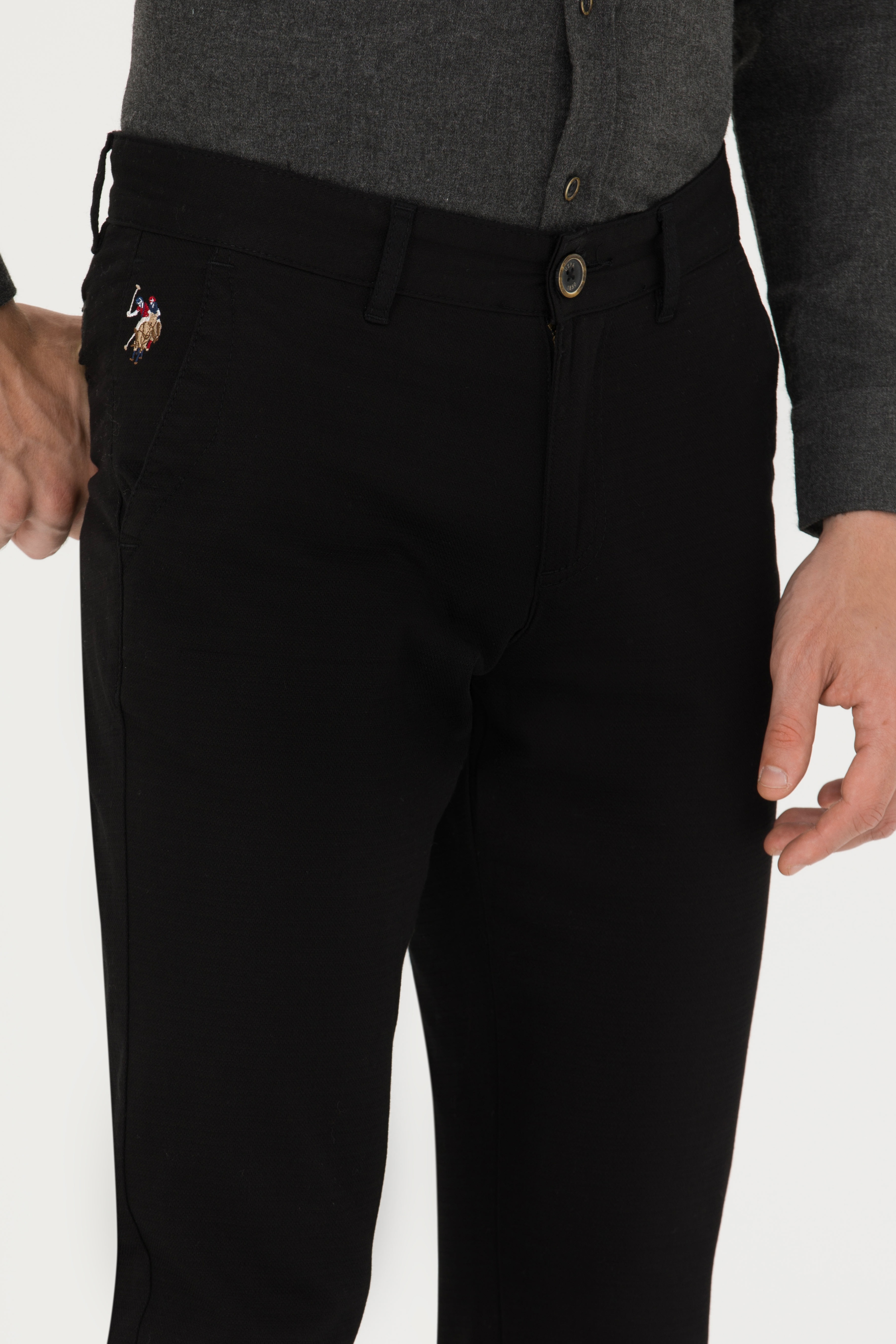 Erkek Slim Fit Siyah Kanvas / Chino Pantolon - Image 5