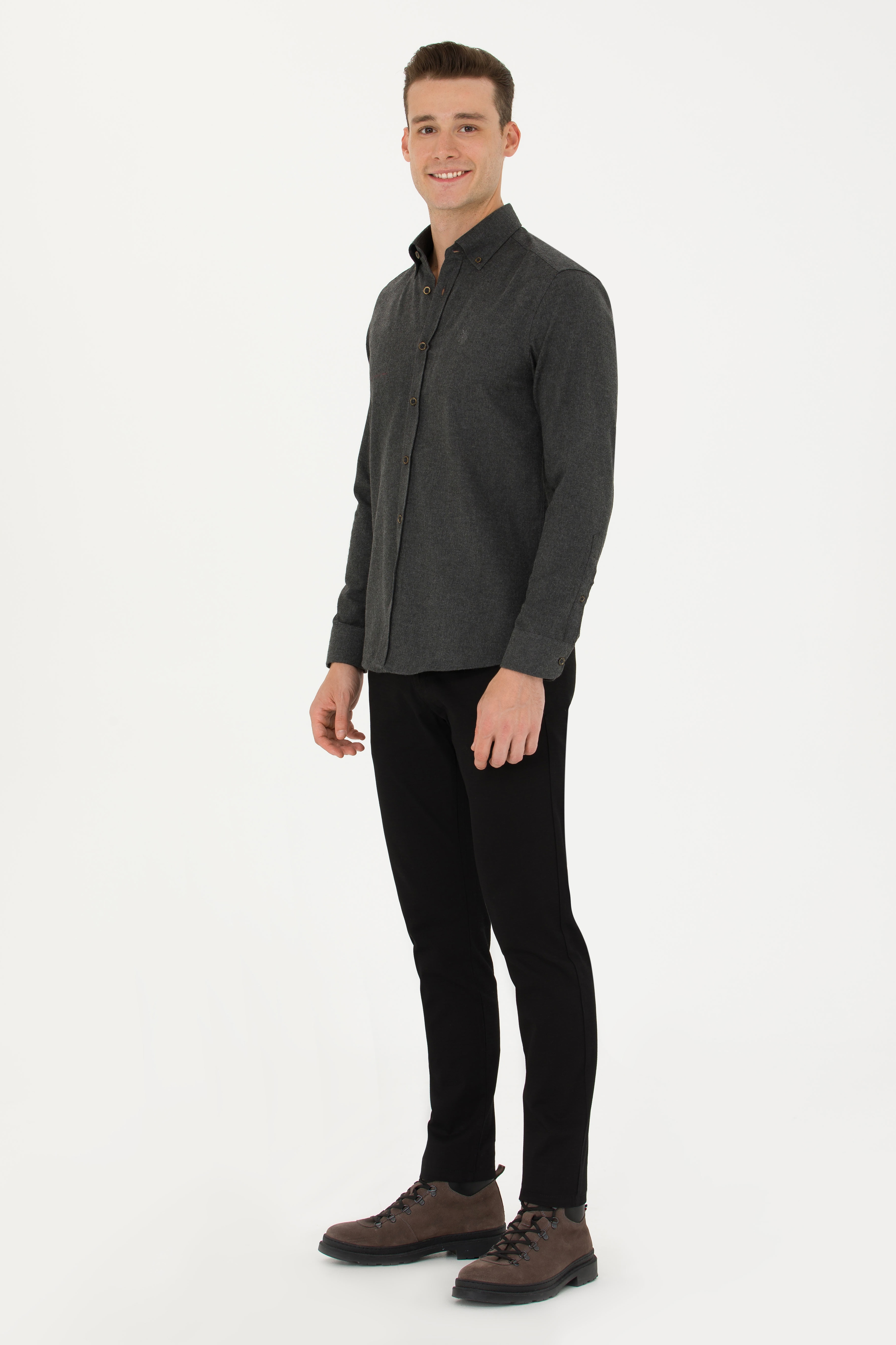 Erkek Slim Fit Siyah Kanvas / Chino Pantolon