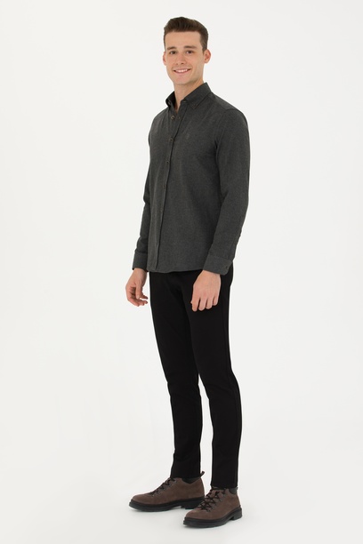 Erkek Slim Fit Siyah Kanvas / Chino Pantolon