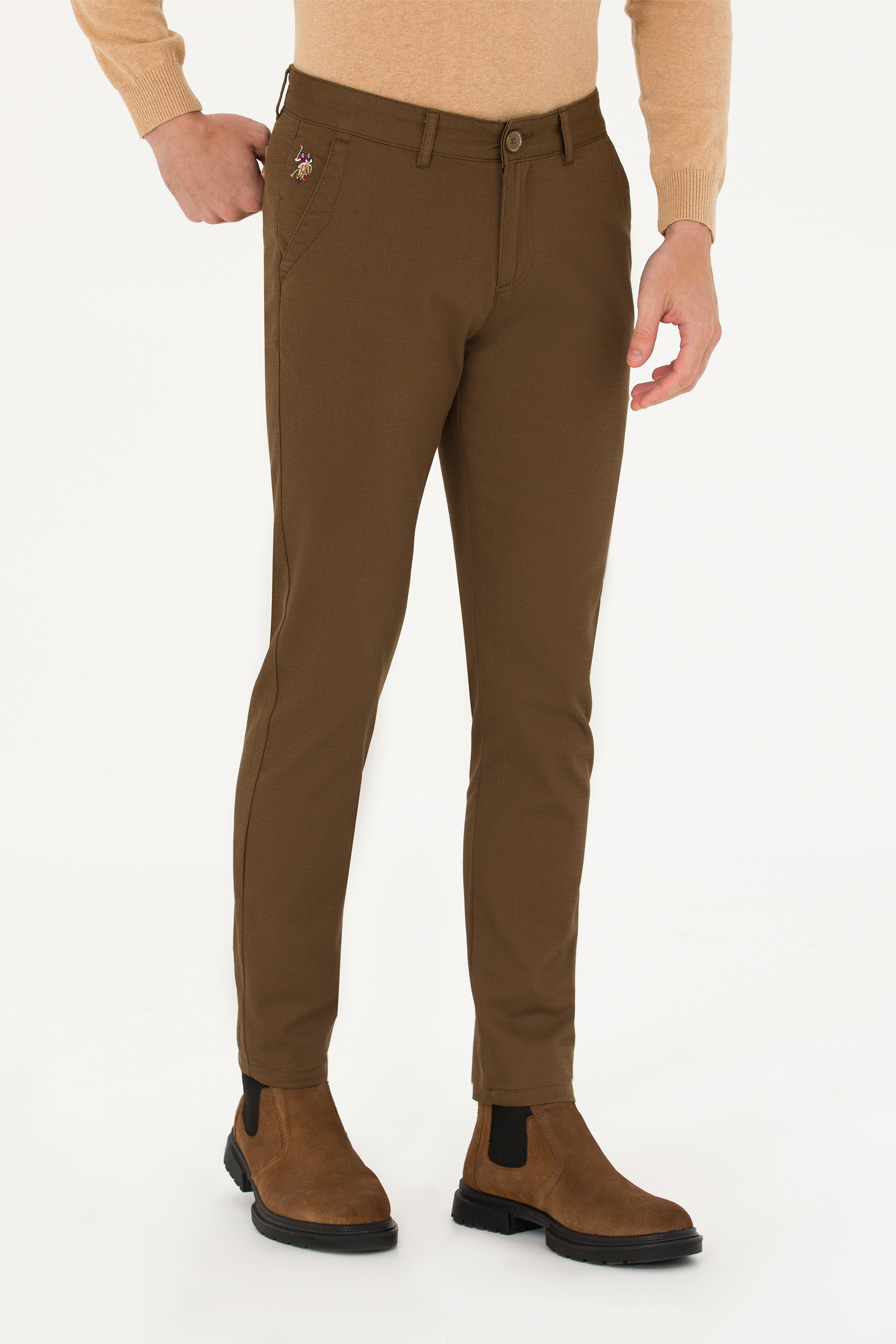 Erkek Slim Fit Coconut Kanvas / Chino Pantolon