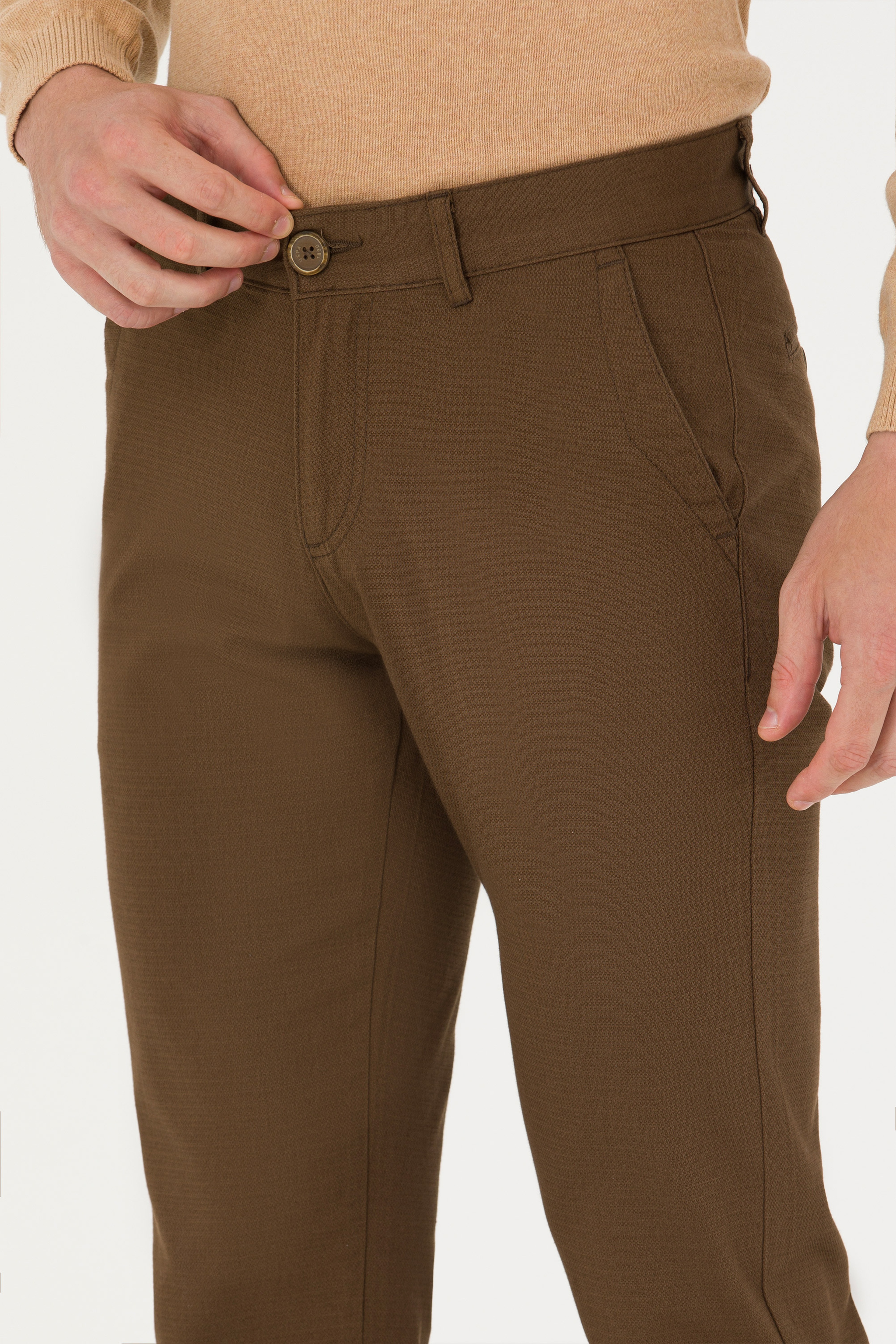 Erkek Slim Fit Coconut Kanvas / Chino Pantolon - Image 6