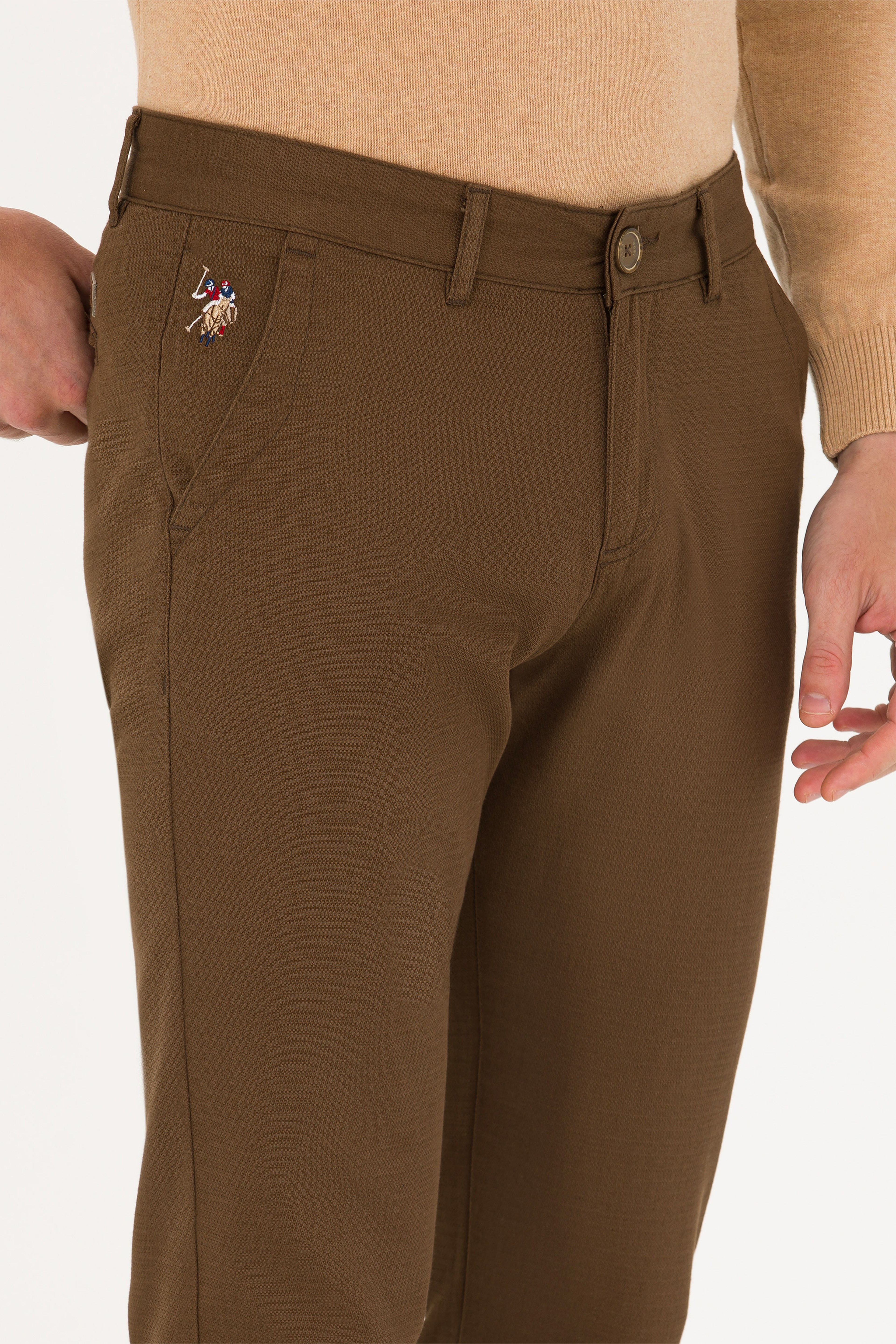 Erkek Slim Fit Coconut Kanvas / Chino Pantolon