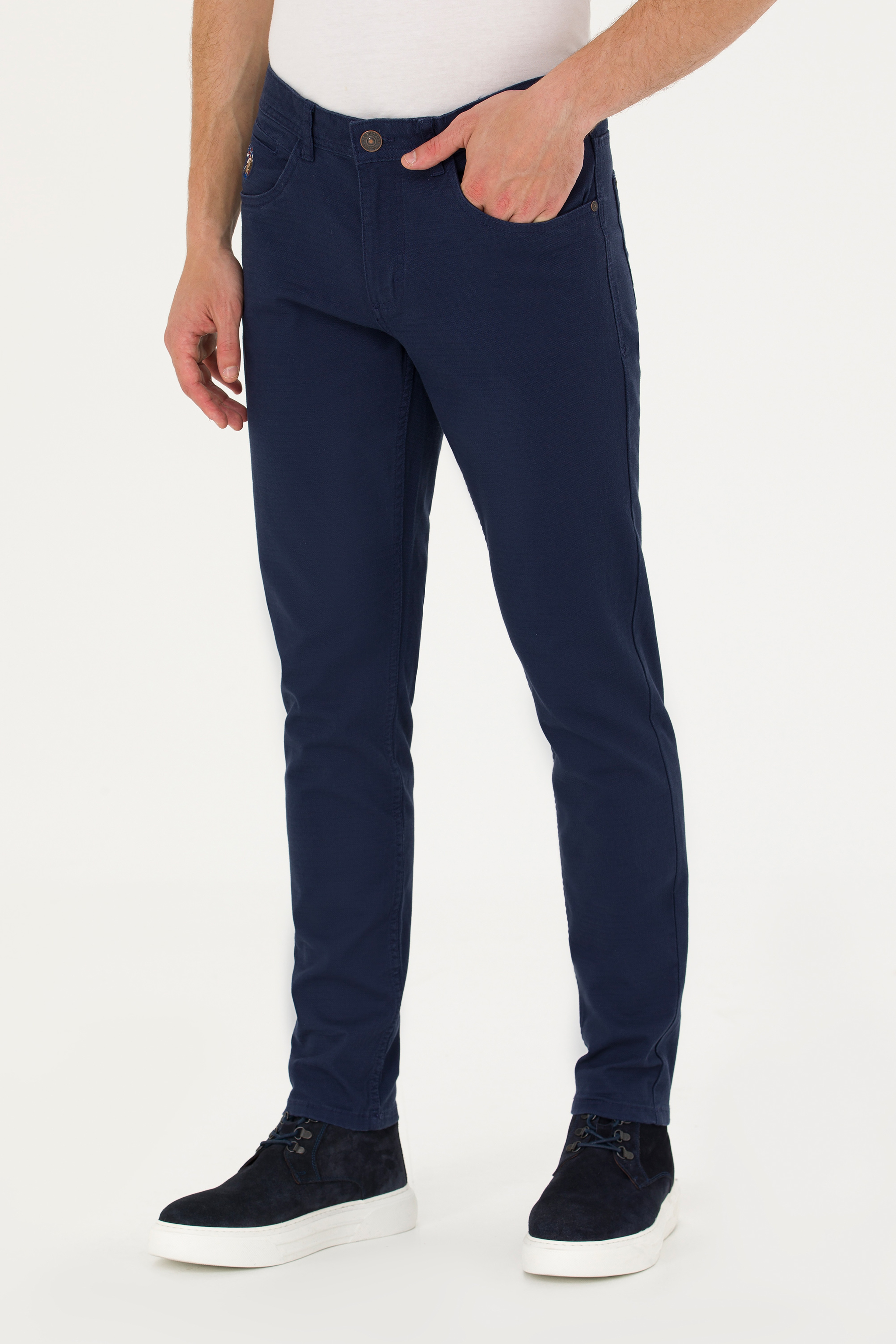 Erkek Slim Fit Lacivert Kanvas / Chino Pantolon - Image 2