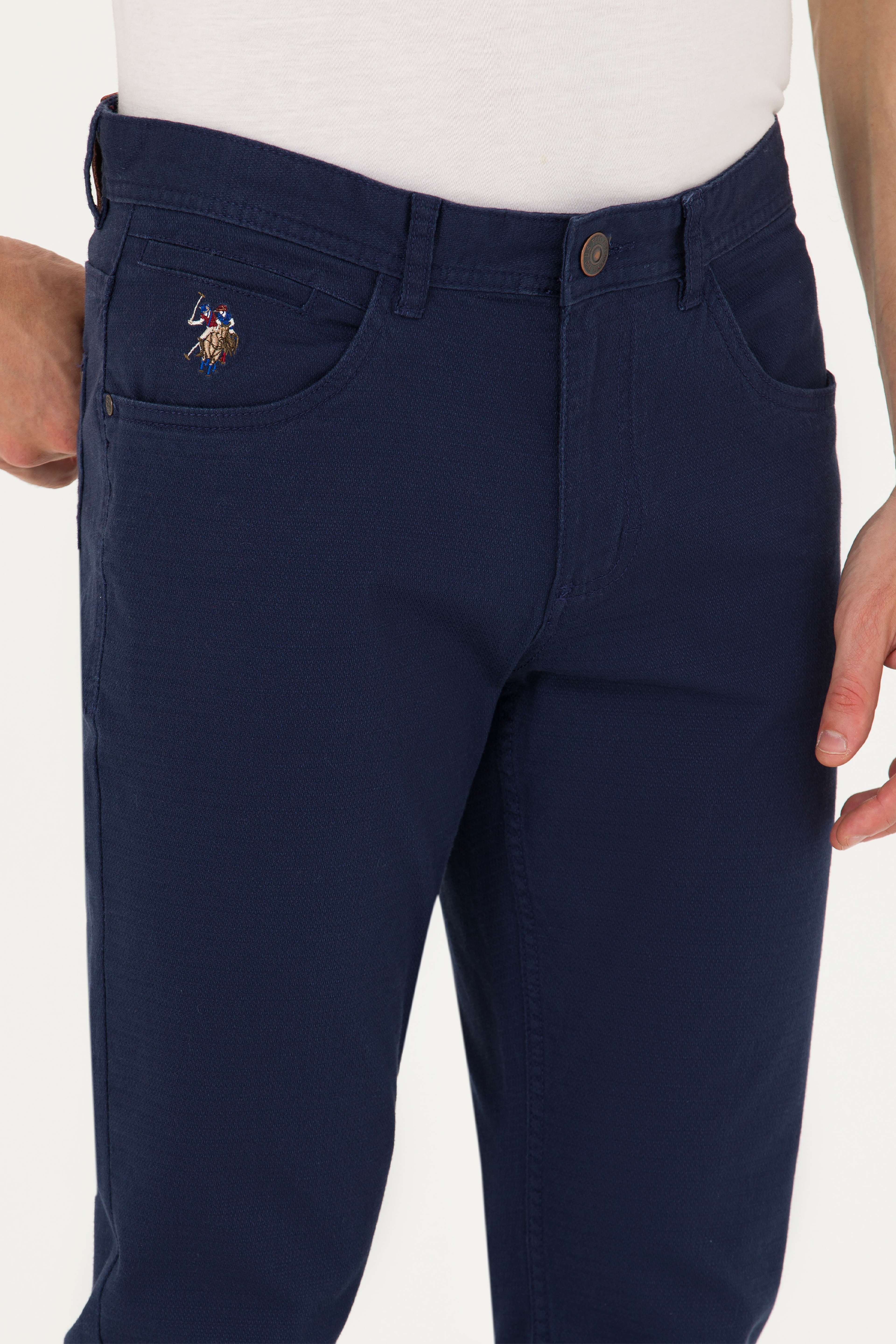Erkek Slim Fit Lacivert Kanvas / Chino Pantolon - Image 5