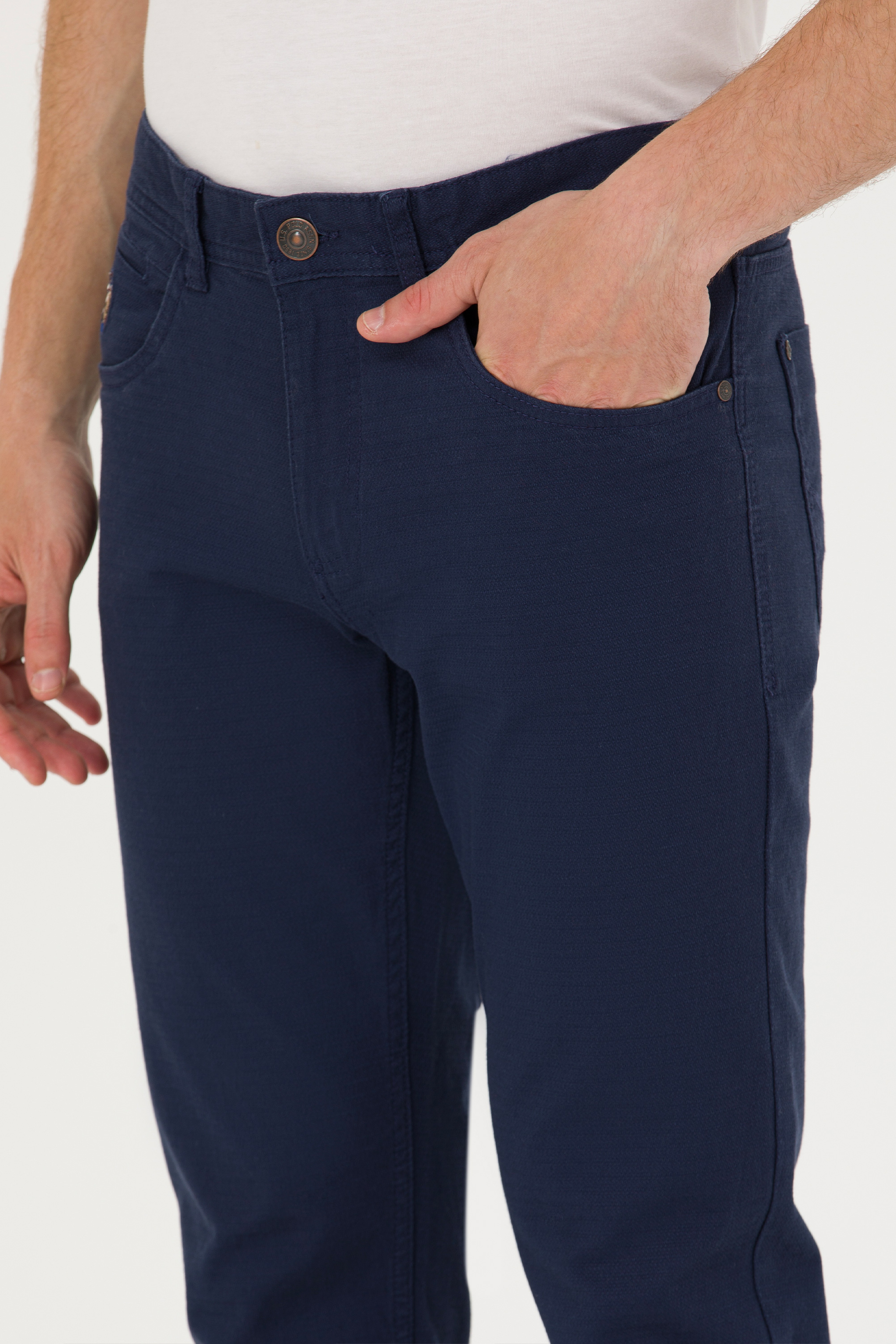 Erkek Slim Fit Lacivert Kanvas / Chino Pantolon - Image 6