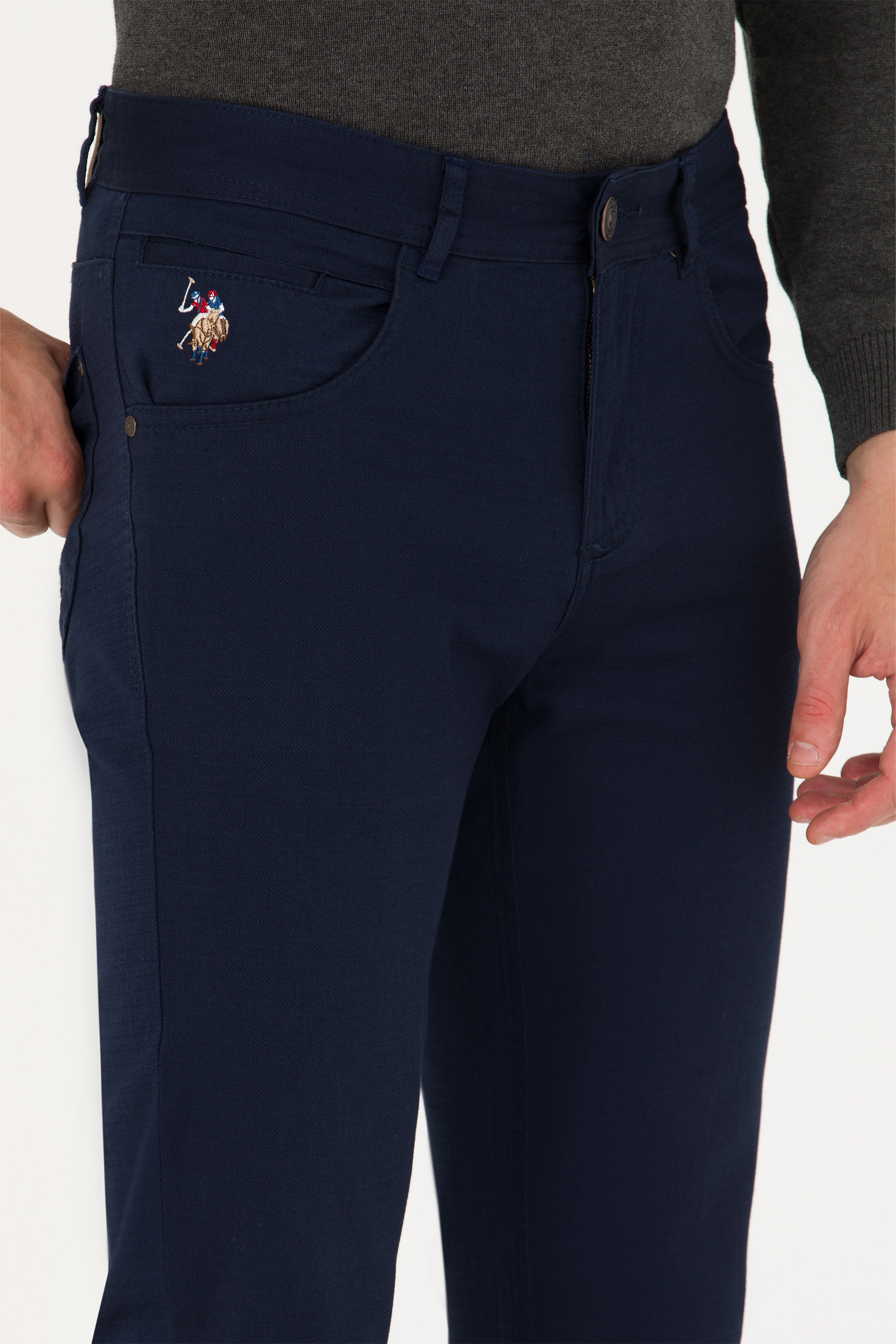 Erkek Slim Fit Lacivert Kanvas / Chino Pantolon - Image 5