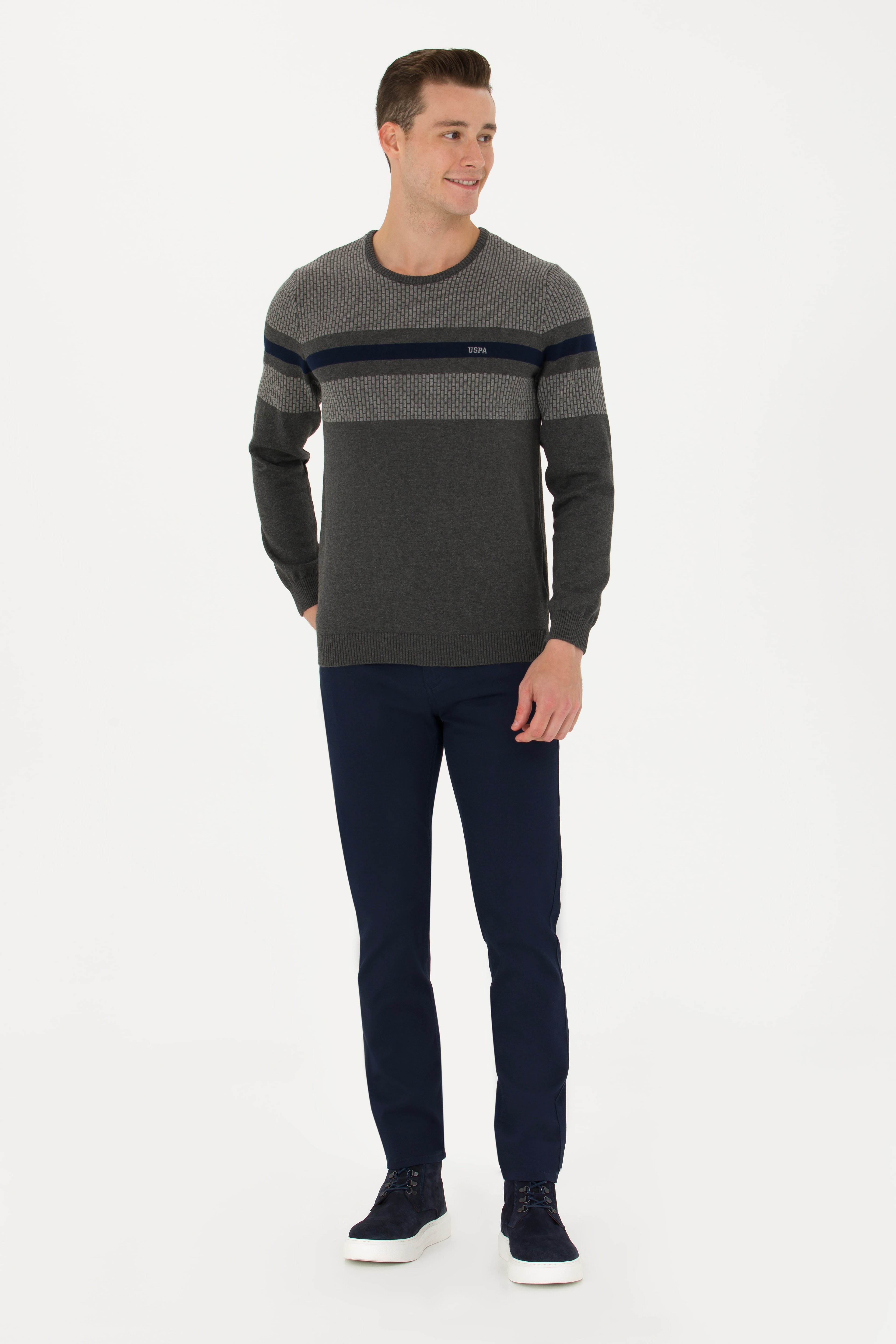 Erkek Slim Fit Lacivert Kanvas / Chino Pantolon - Image 3