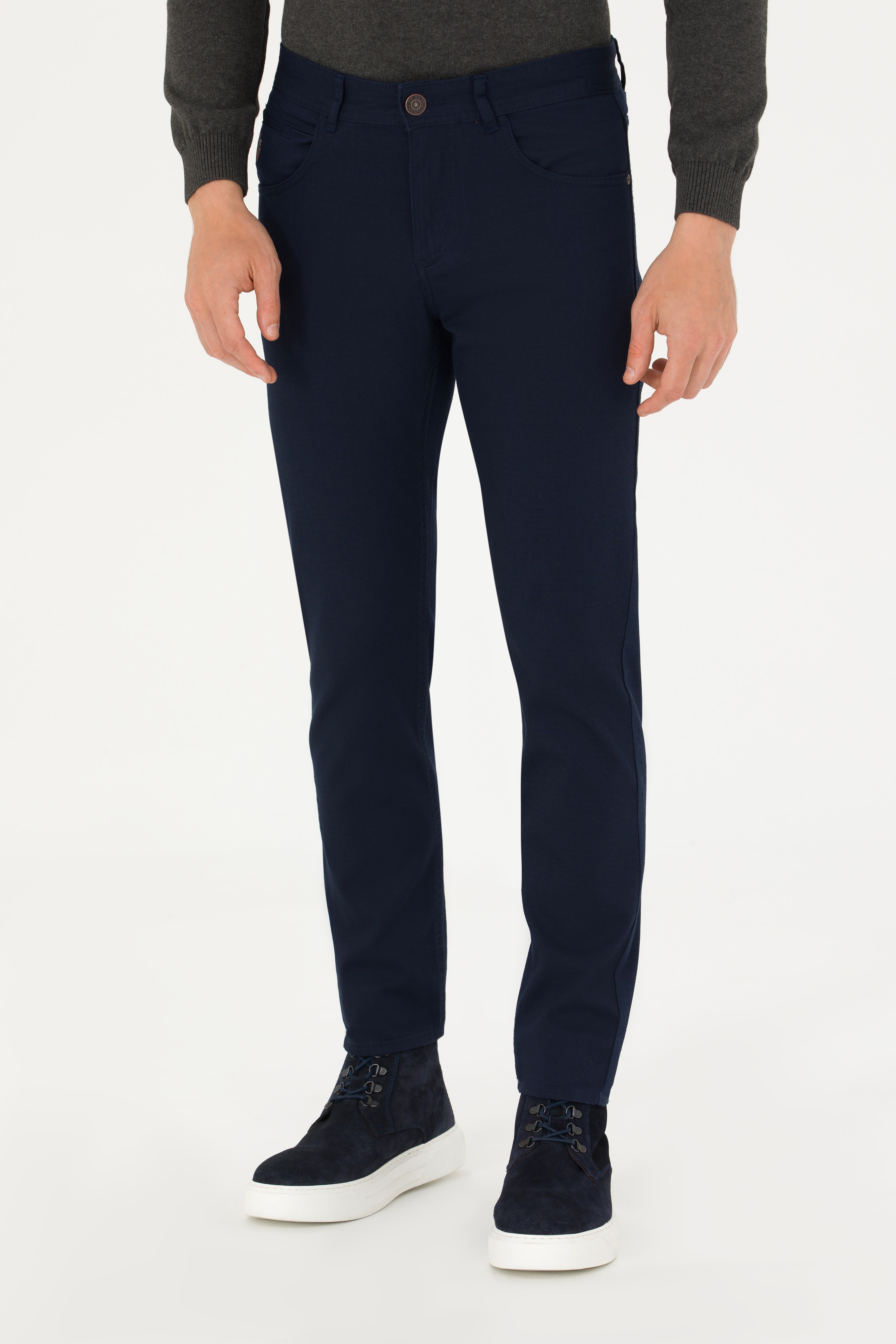 Erkek Slim Fit Lacivert Kanvas / Chino Pantolon - Image 2