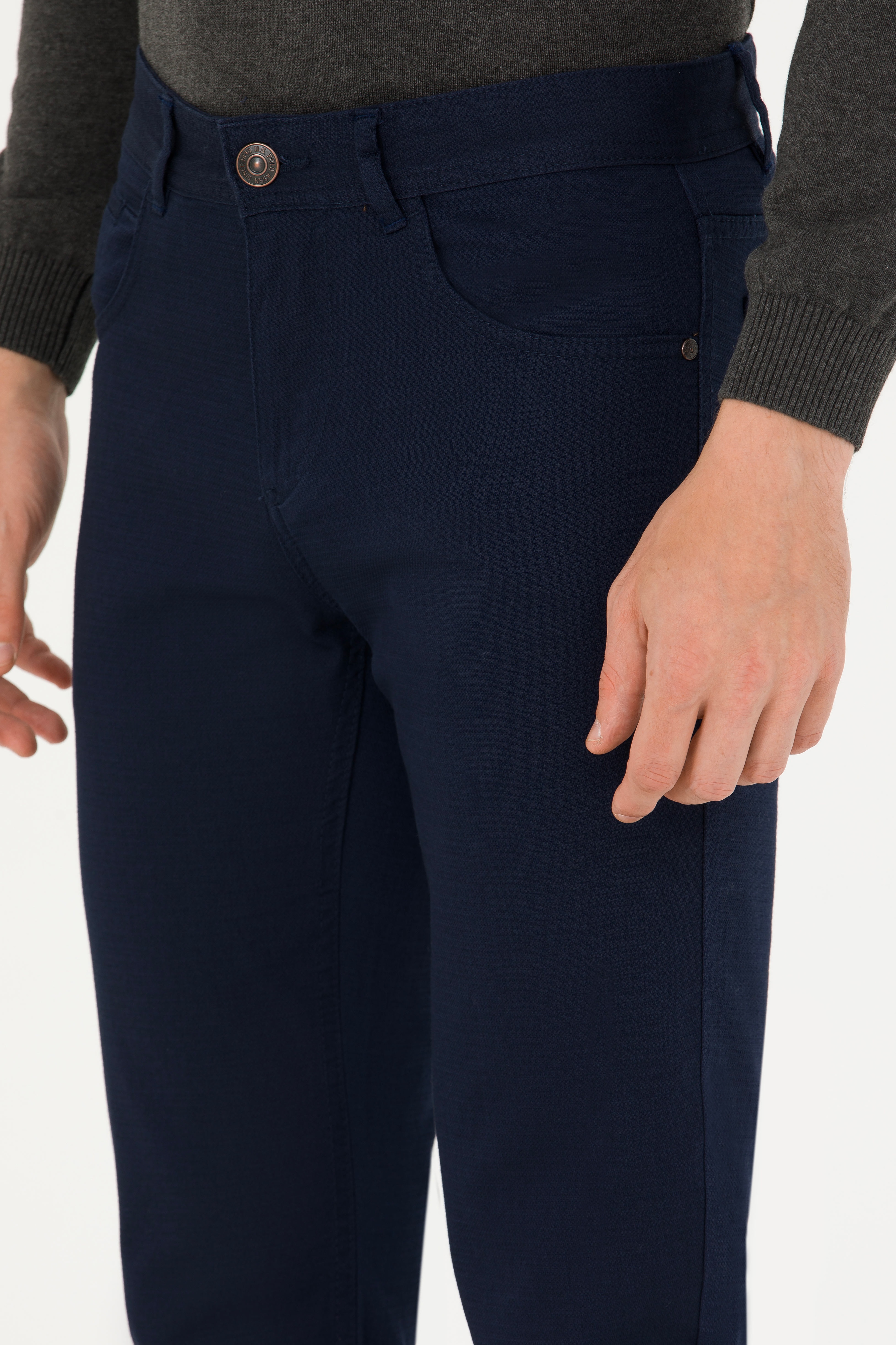 Erkek Slim Fit Lacivert Kanvas / Chino Pantolon - Image 6