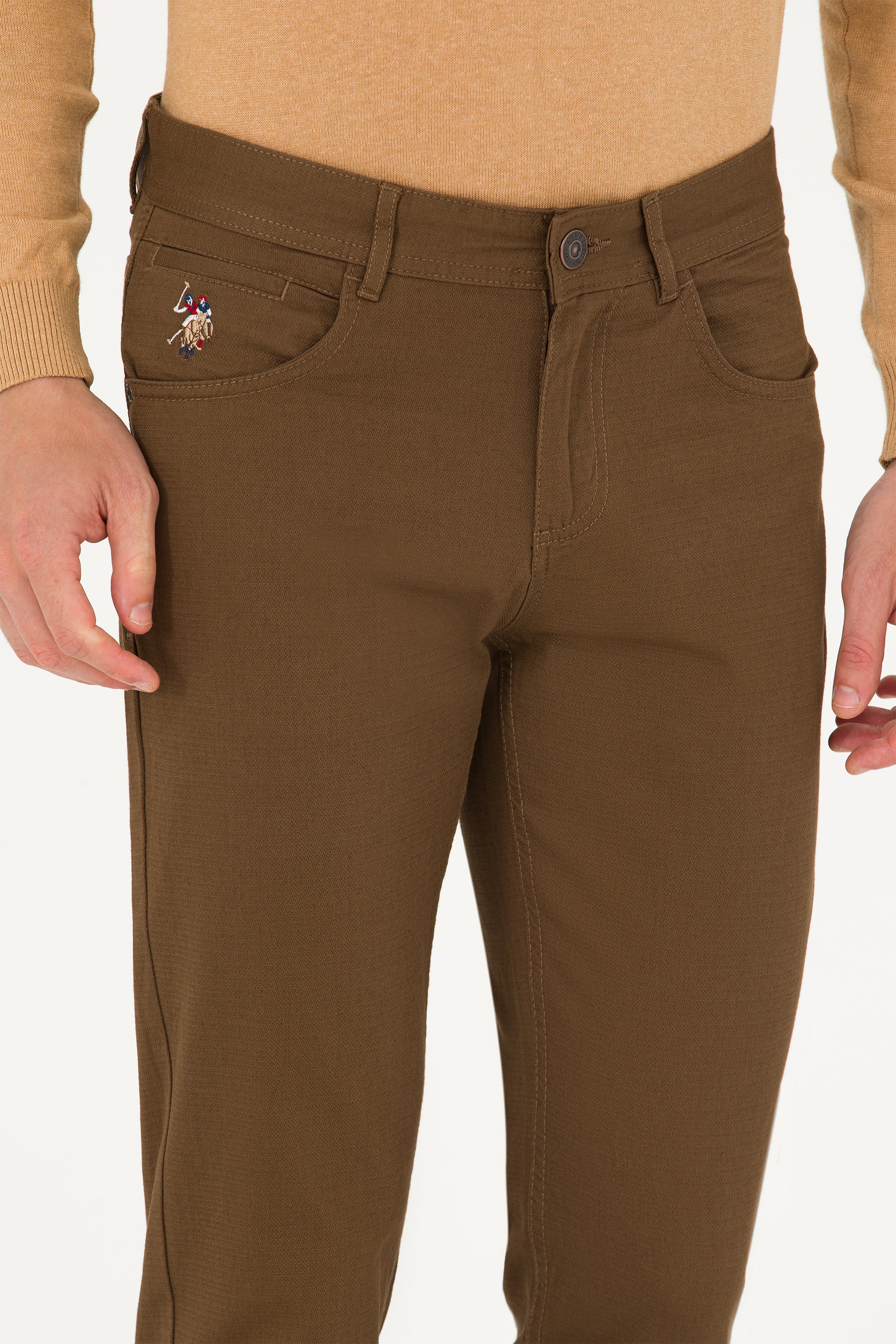 Erkek Slim Fit Coconut Kanvas Pantolon - Image 5