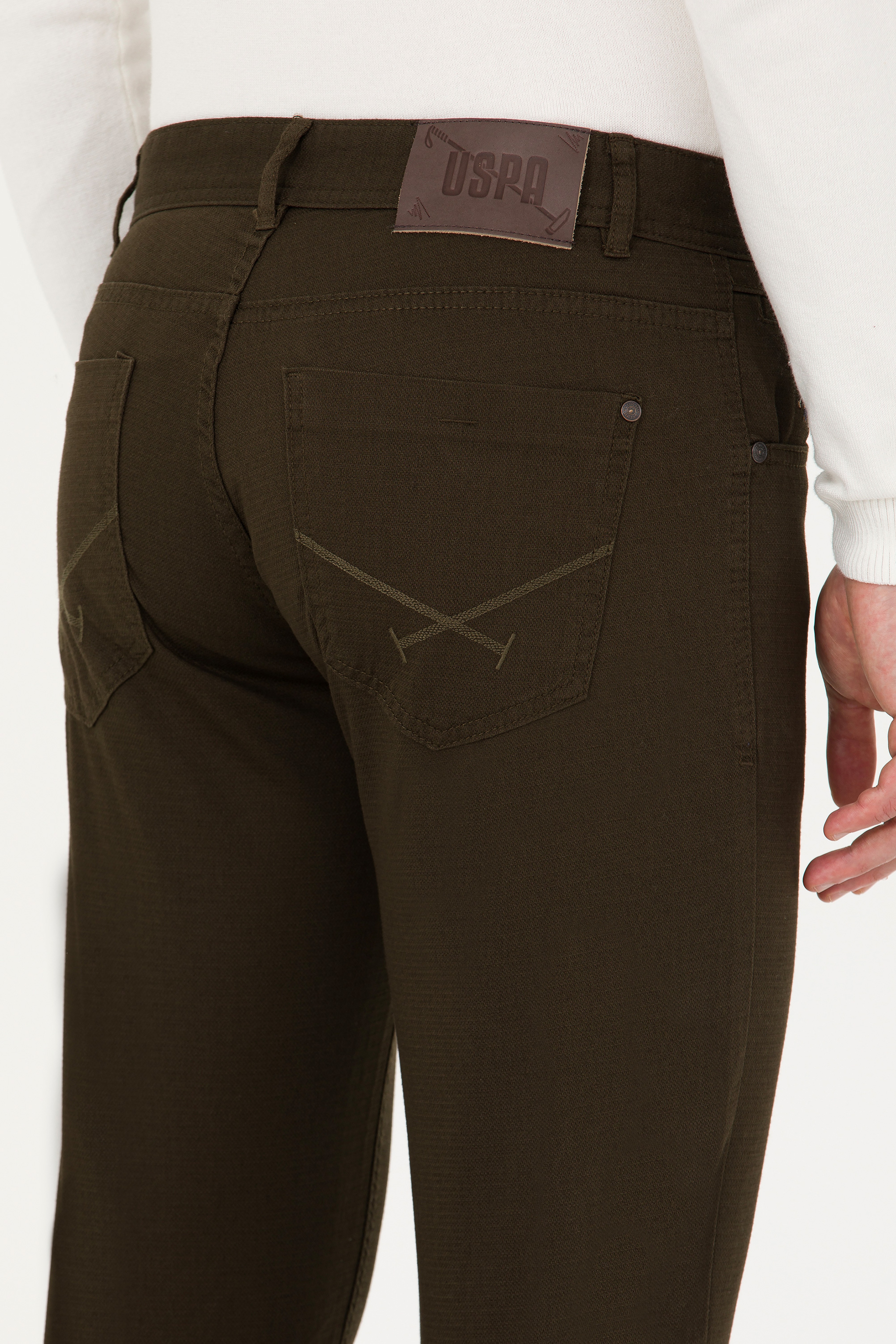 Erkek Slim Fit Koyu Haki Kanvas / Chino Pantolon - Image 7