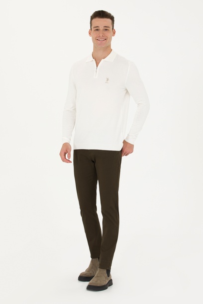Erkek Slim Fit Koyu Haki Kanvas / Chino Pantolon