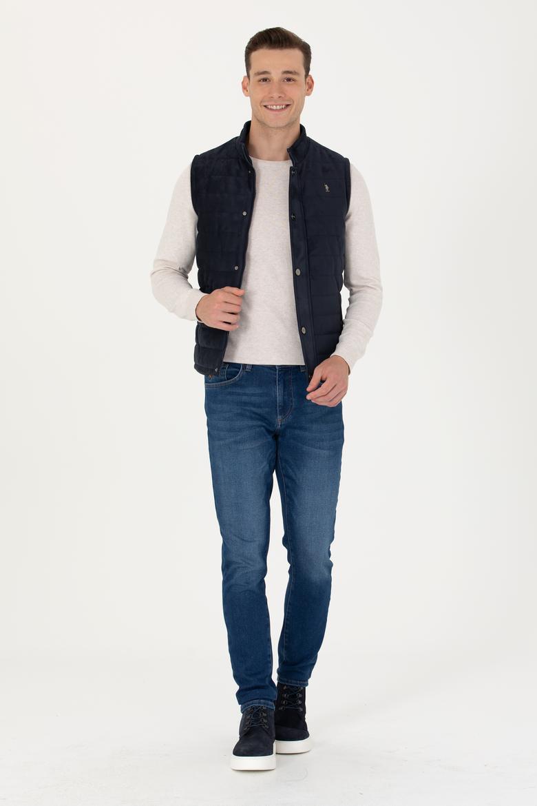 Erkek Lacivert Deri Ceket - 50278979011