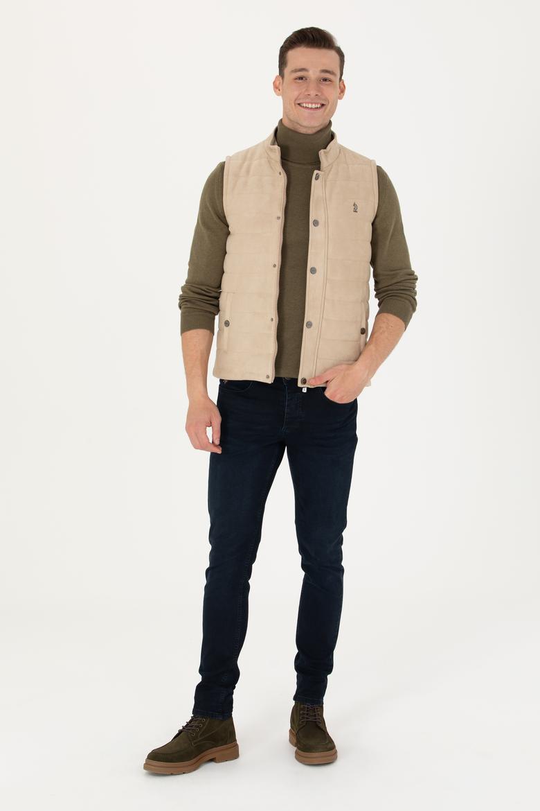 Erkek Bej Deri Ceket - 50278979020