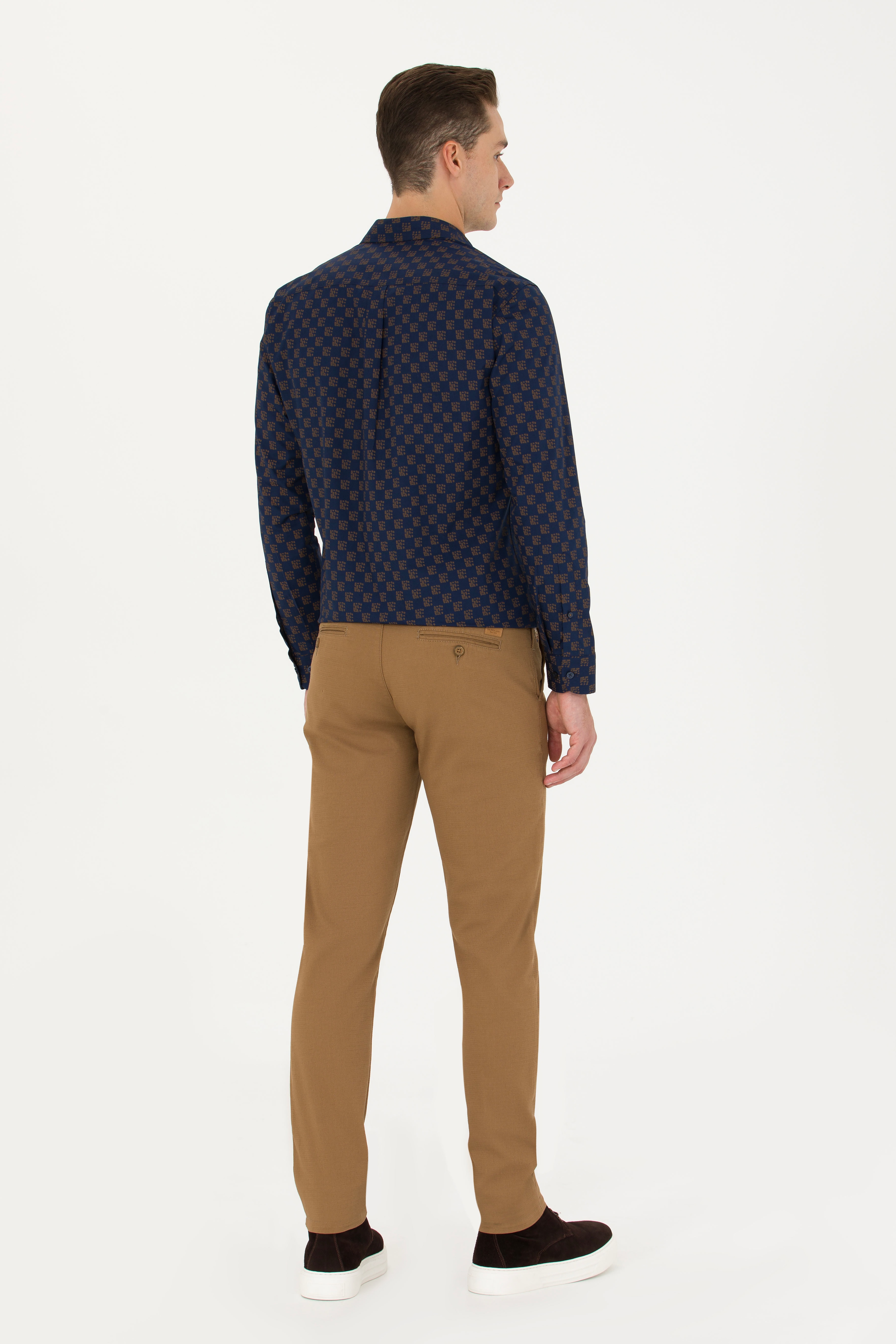 Erkek Slim Fit Camel Kanvas / Chino Pantolon