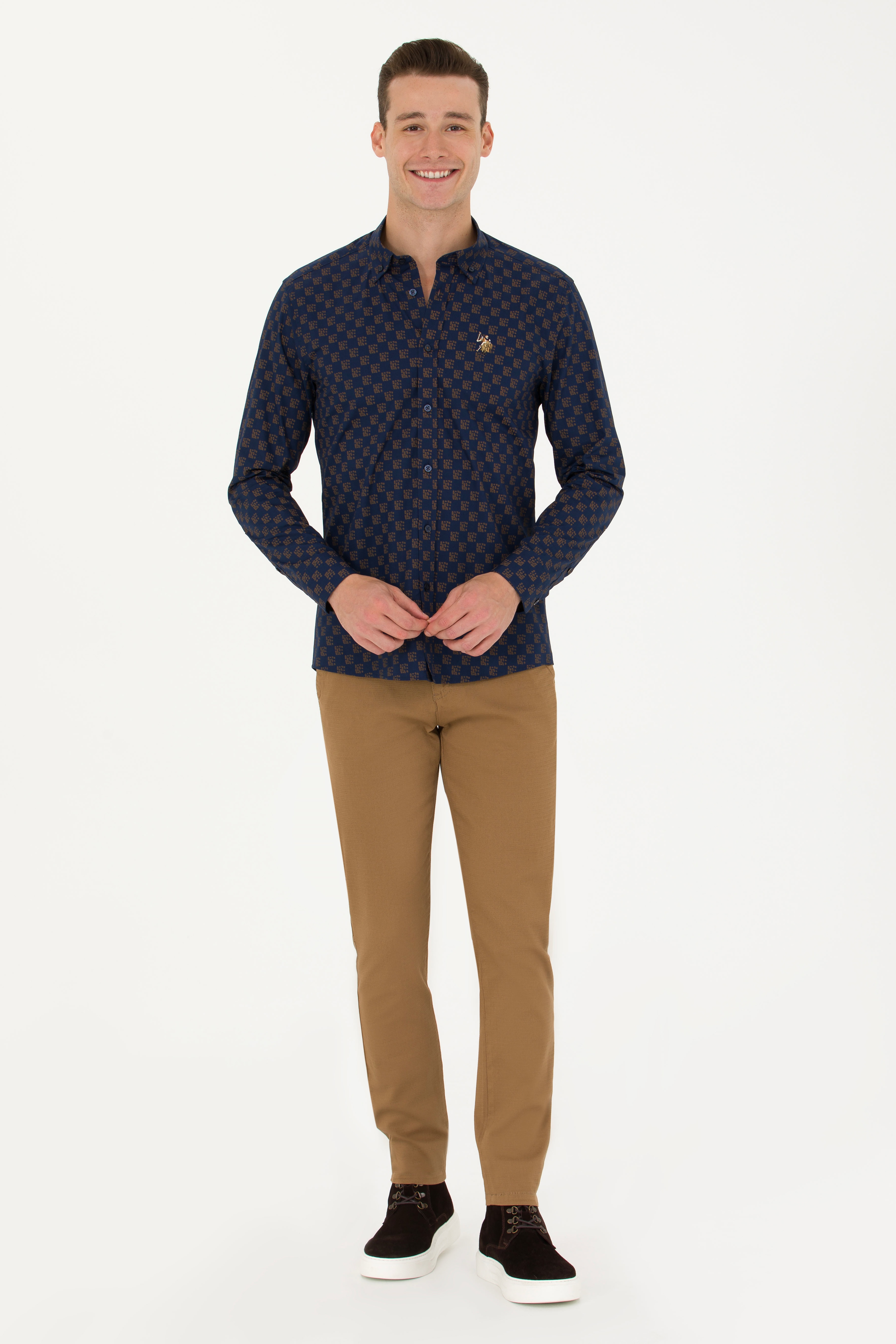 Erkek Slim Fit Camel Kanvas / Chino Pantolon