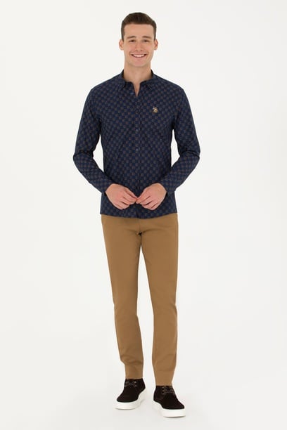 Erkek Slim Fit Camel Kanvas / Chino Pantolon