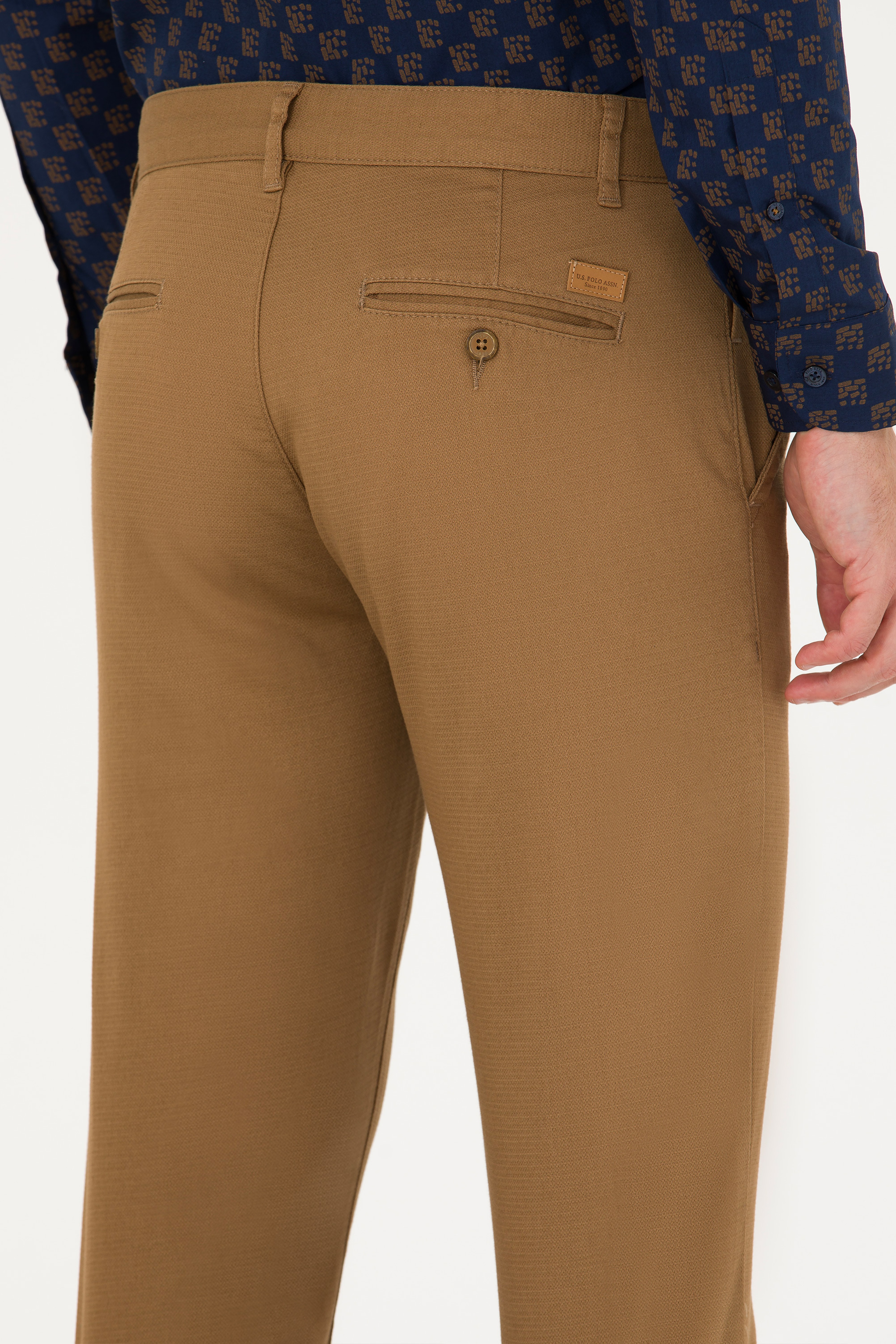 Erkek Slim Fit Camel Kanvas / Chino Pantolon