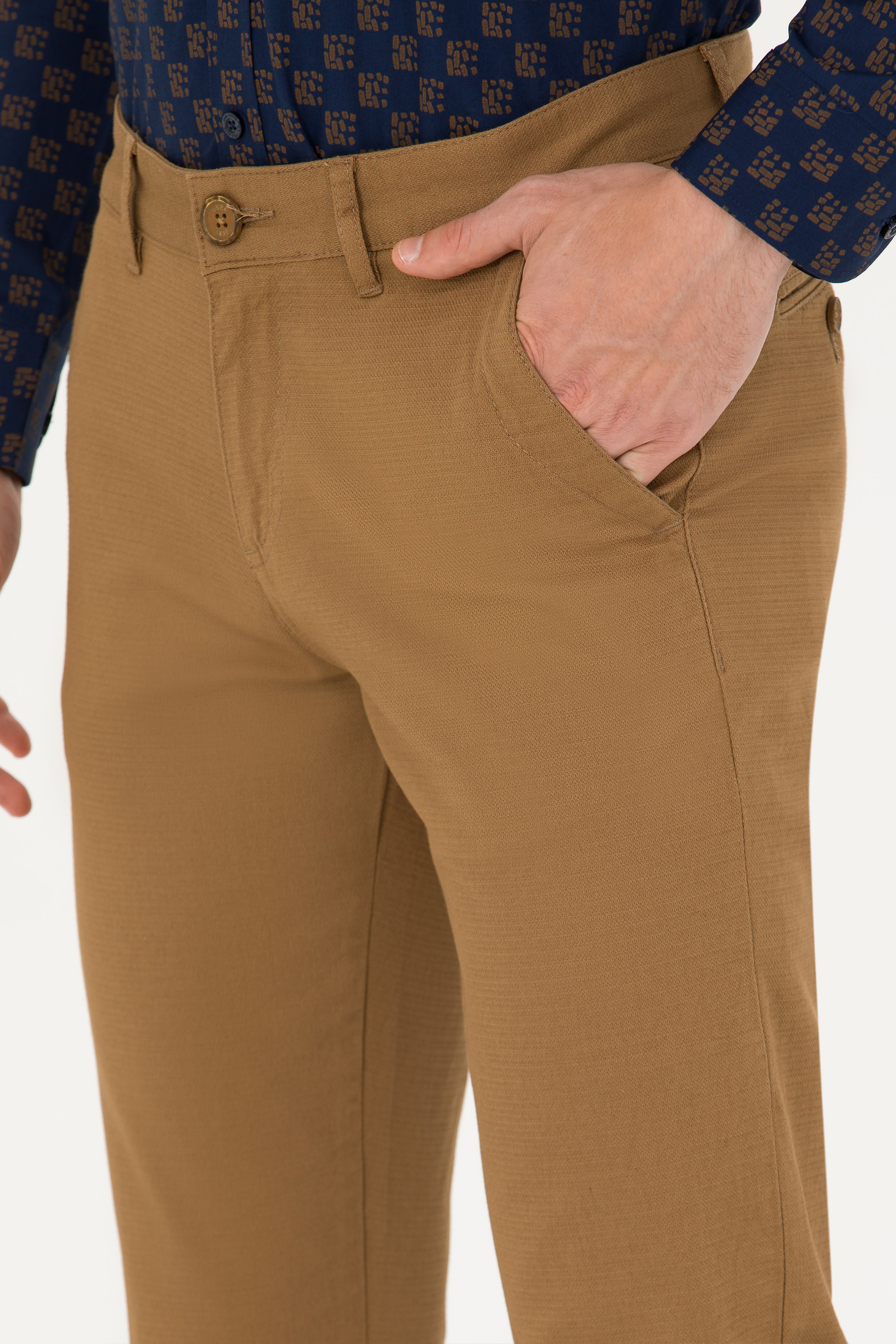 Erkek Slim Fit Camel Kanvas / Chino Pantolon - Image 6