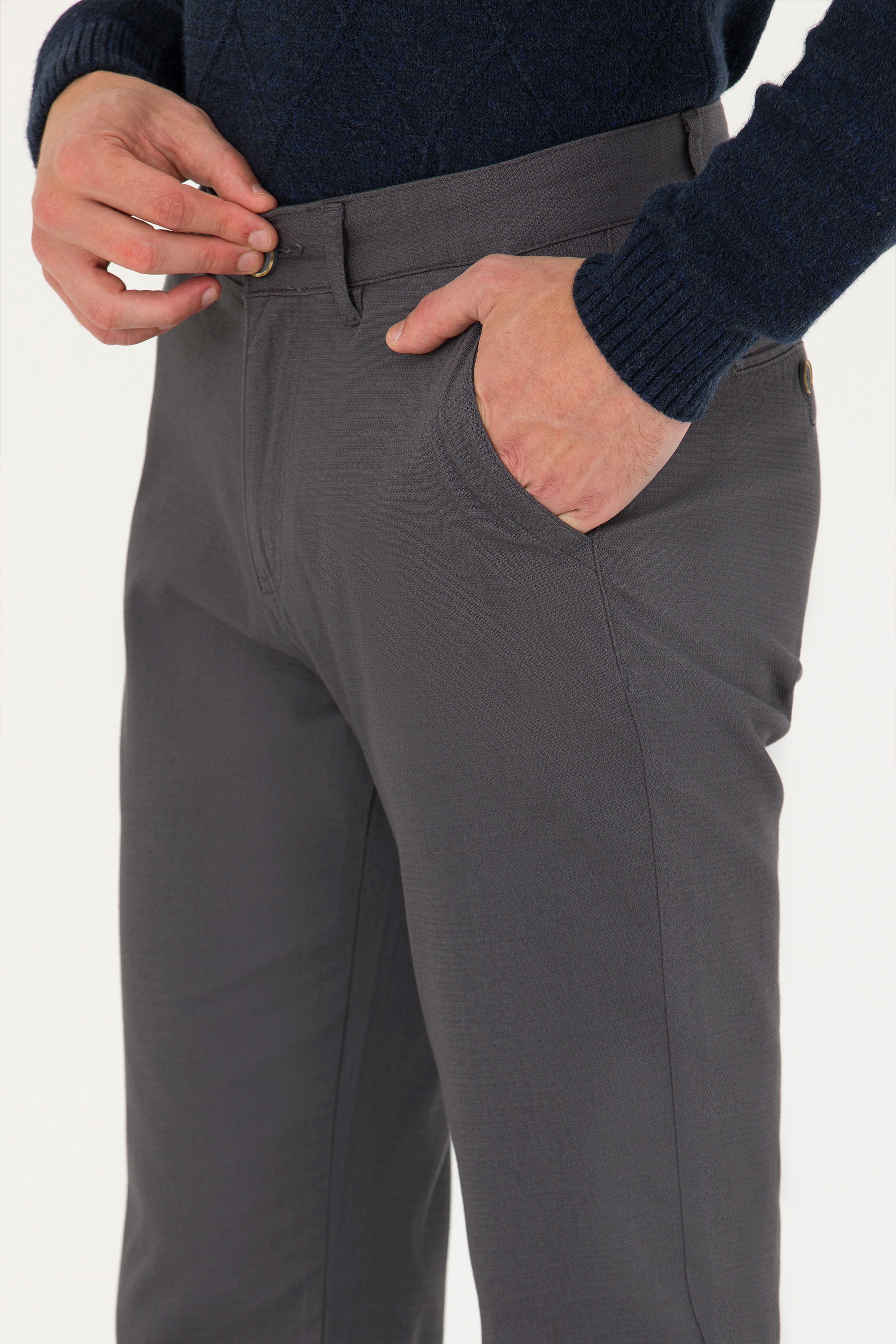Erkek Regular Fit Antrasit Kanvas Pantolon - Image 6