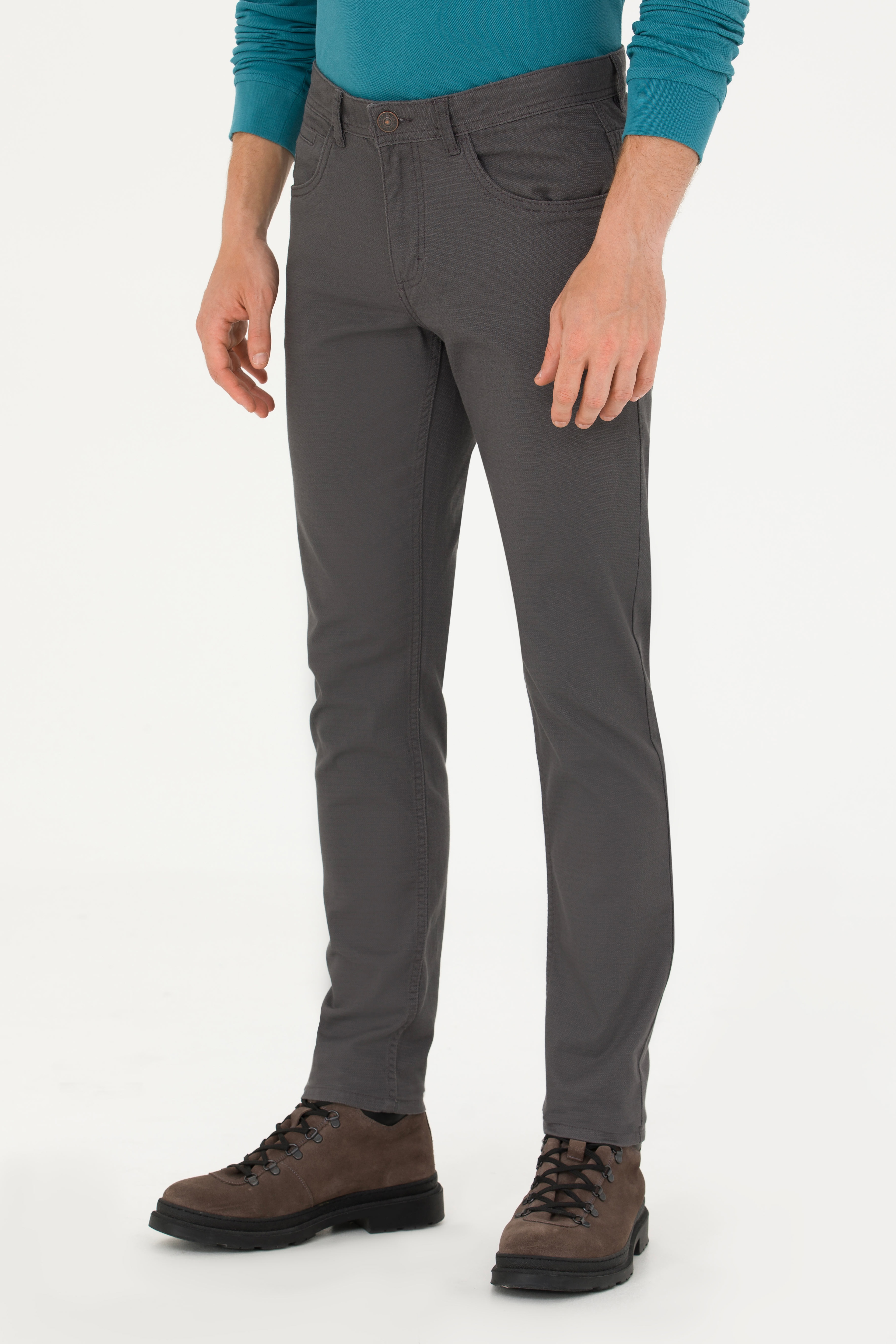 Erkek Slim Fit Antrasit Kanvas Pantolon - Image 2