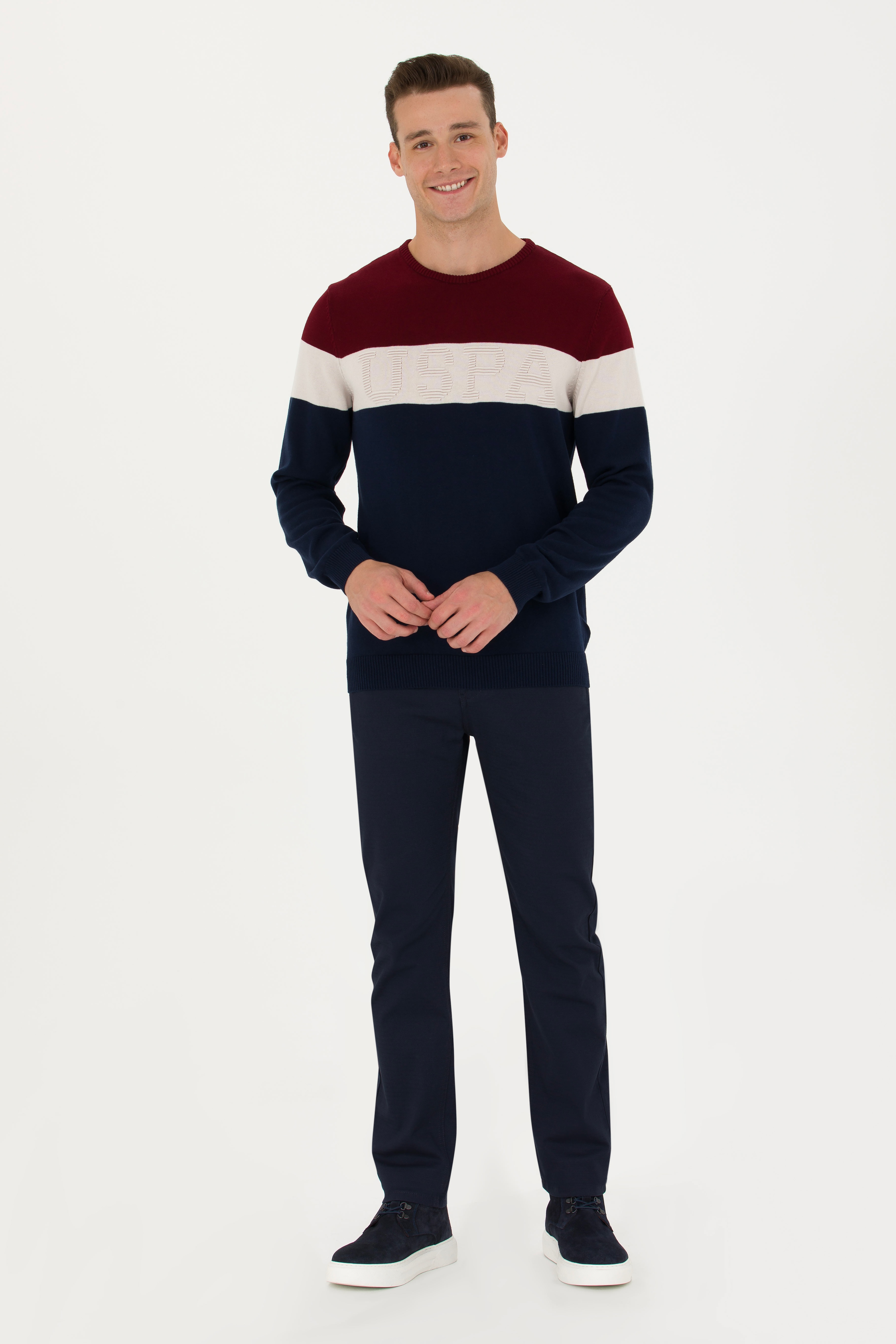 Erkek Regular Fit Lacivert Kanvas / Chino Pantolon - Image 1