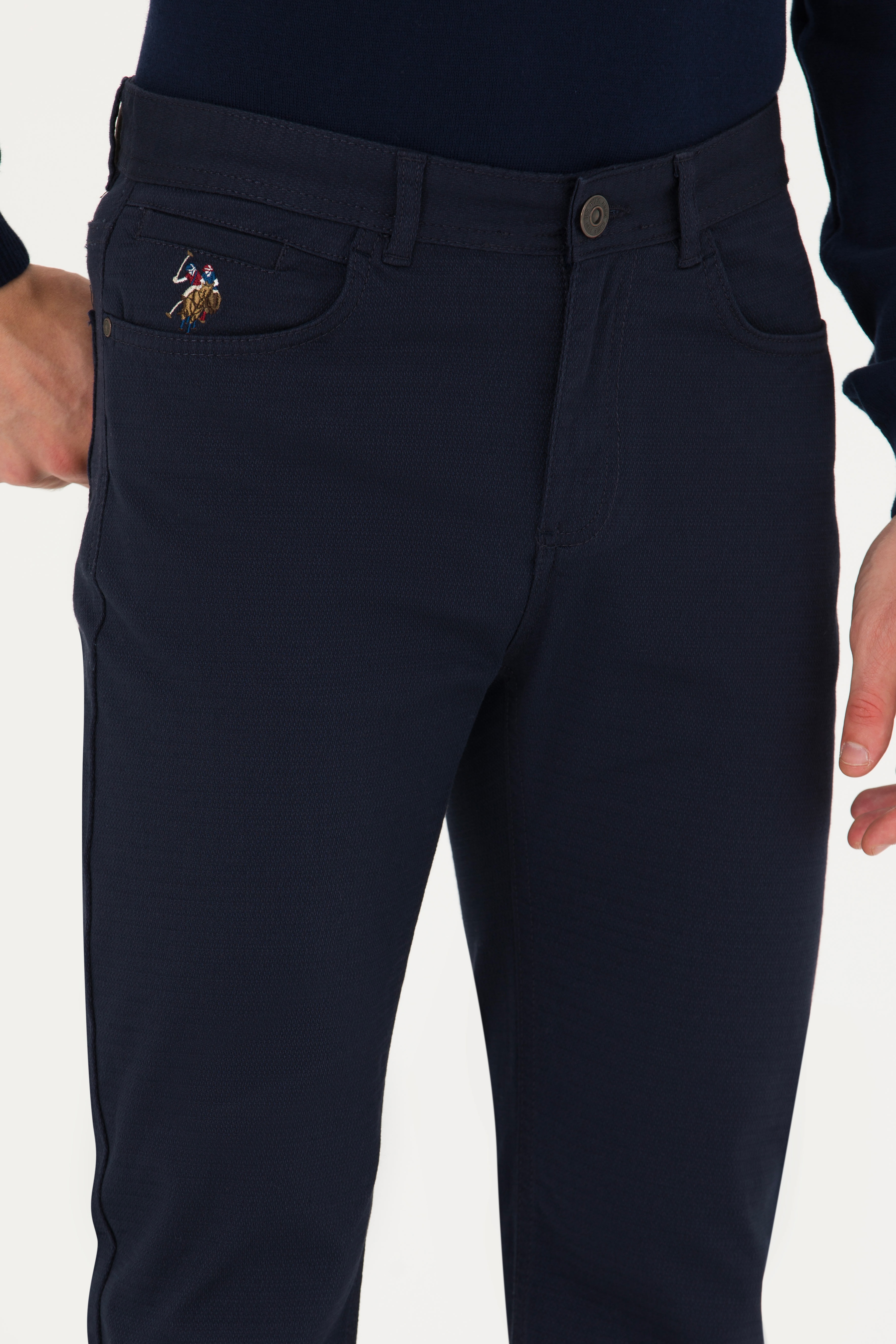 Erkek Regular Fit Lacivert Kanvas / Chino Pantolon