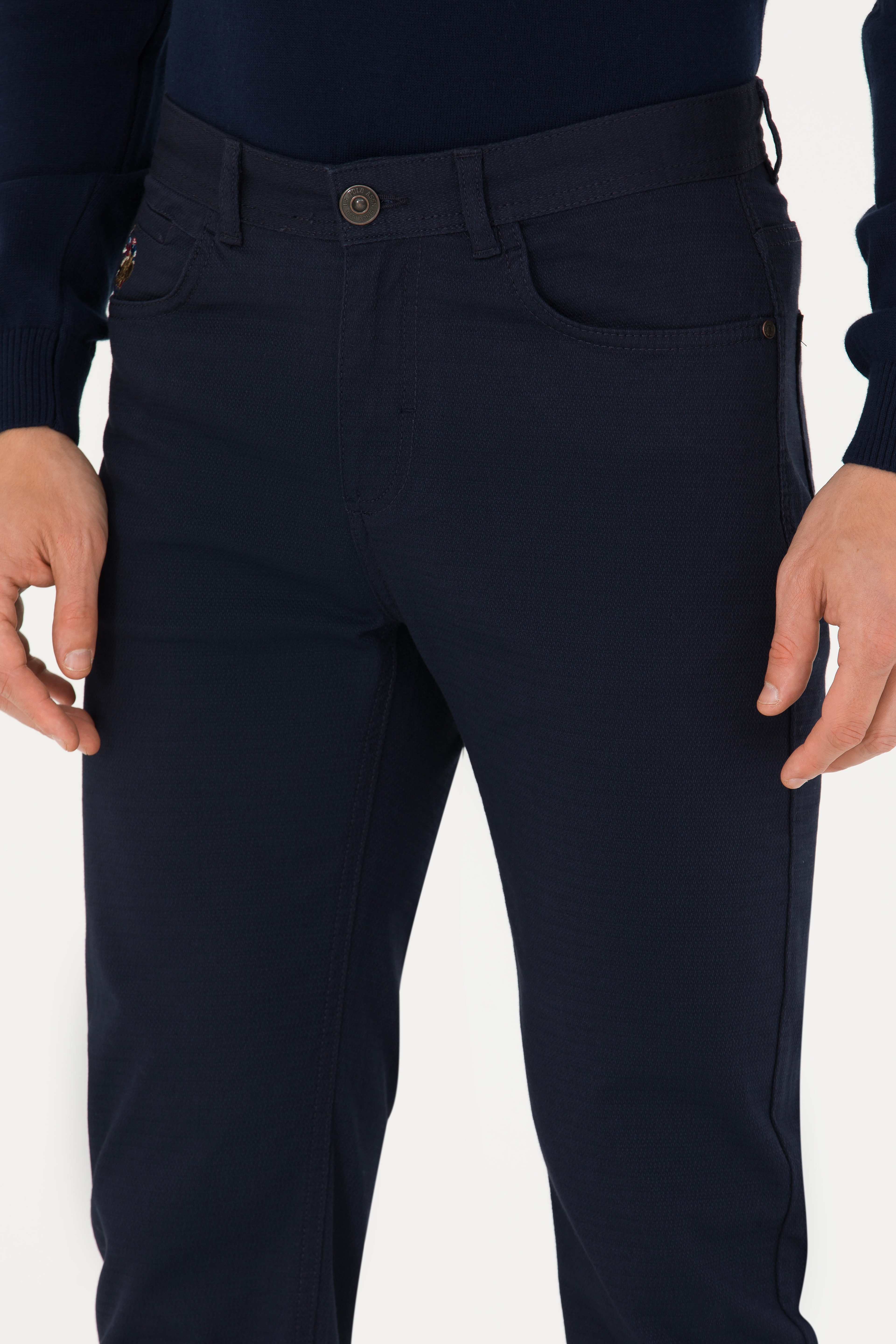 Erkek Regular Fit Lacivert Kanvas / Chino Pantolon - Image 6