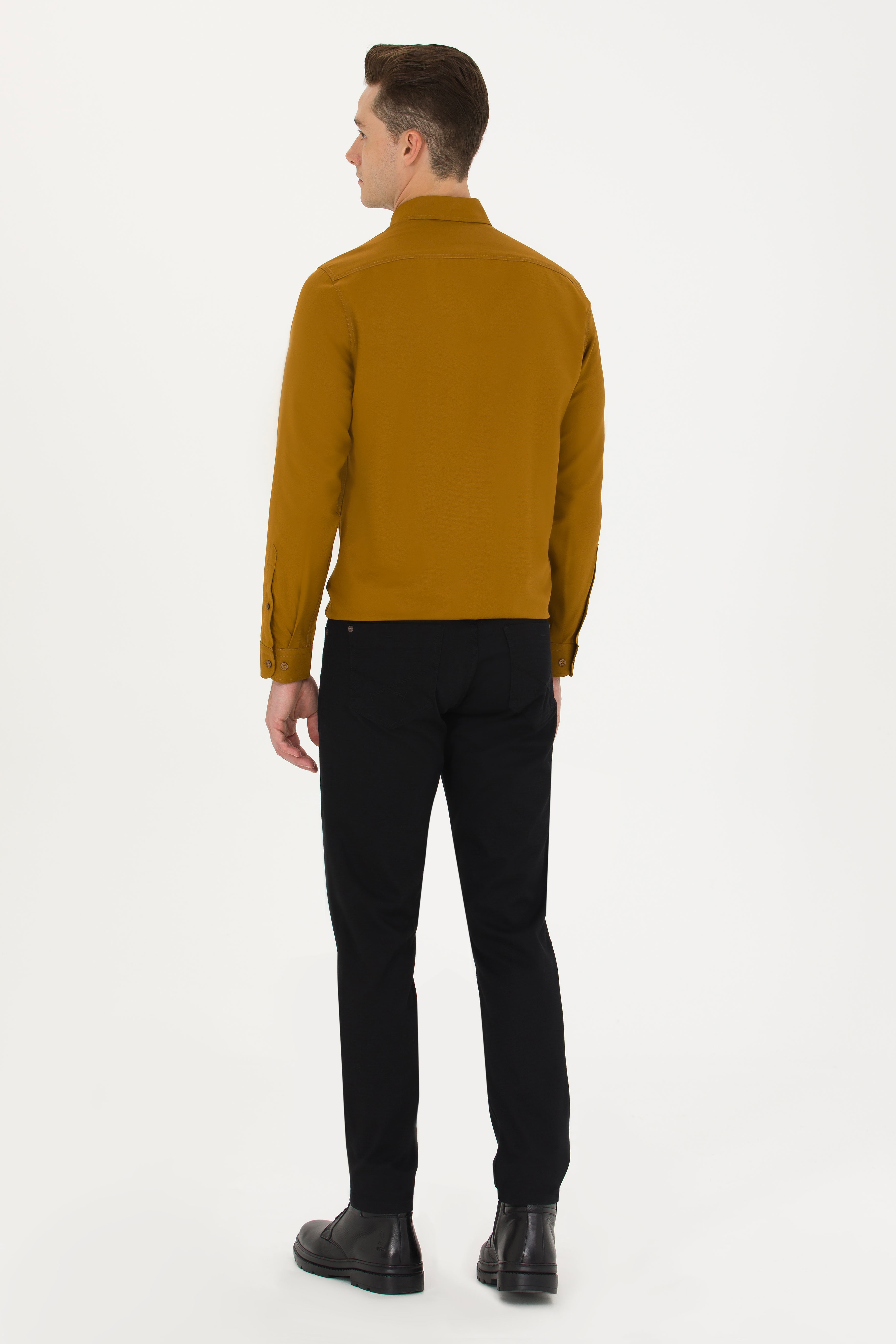Erkek Slim Fit Siyah Kanvas Pantolon