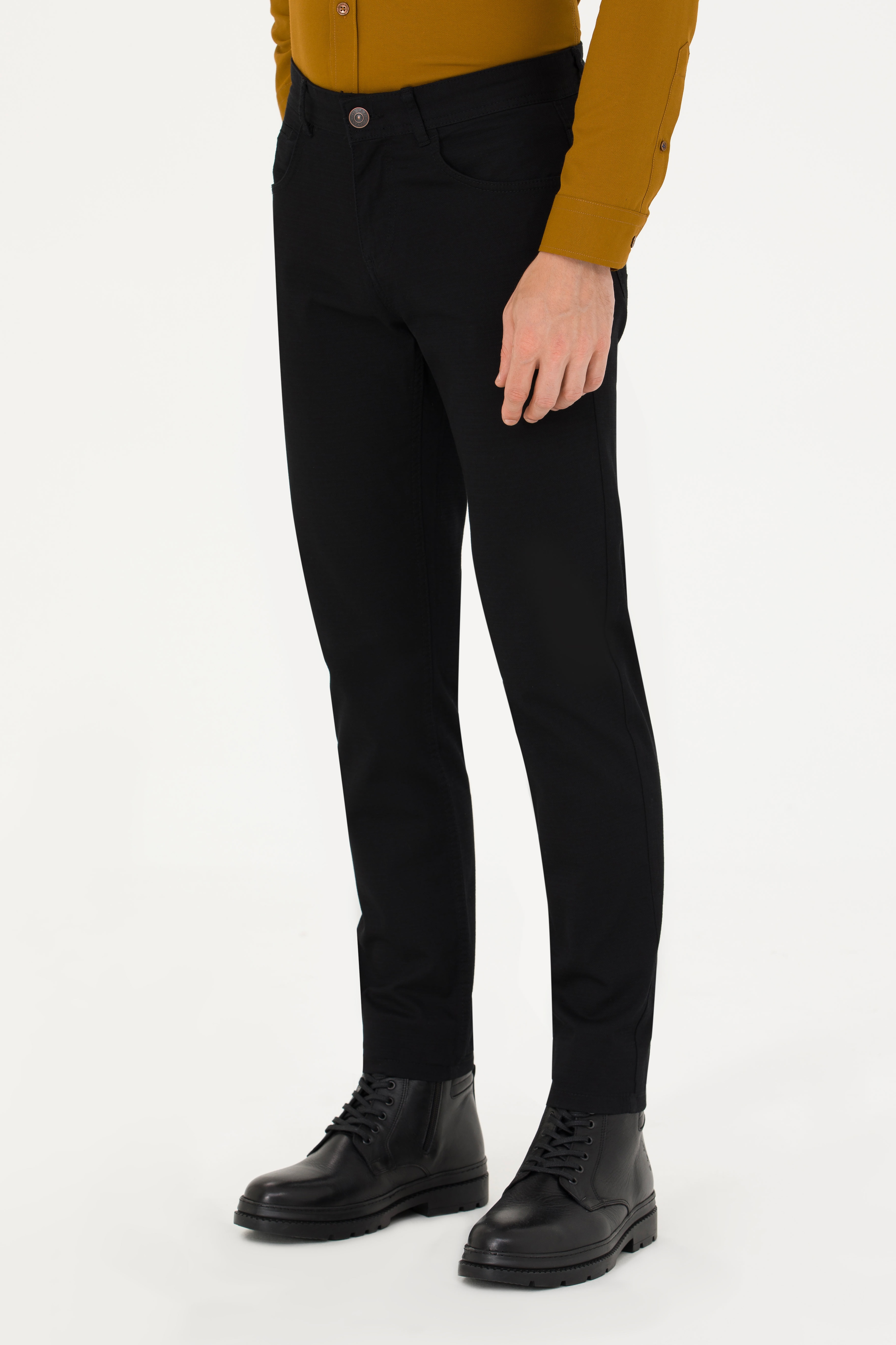 Erkek Slim Fit Siyah Kanvas Pantolon - Image 2