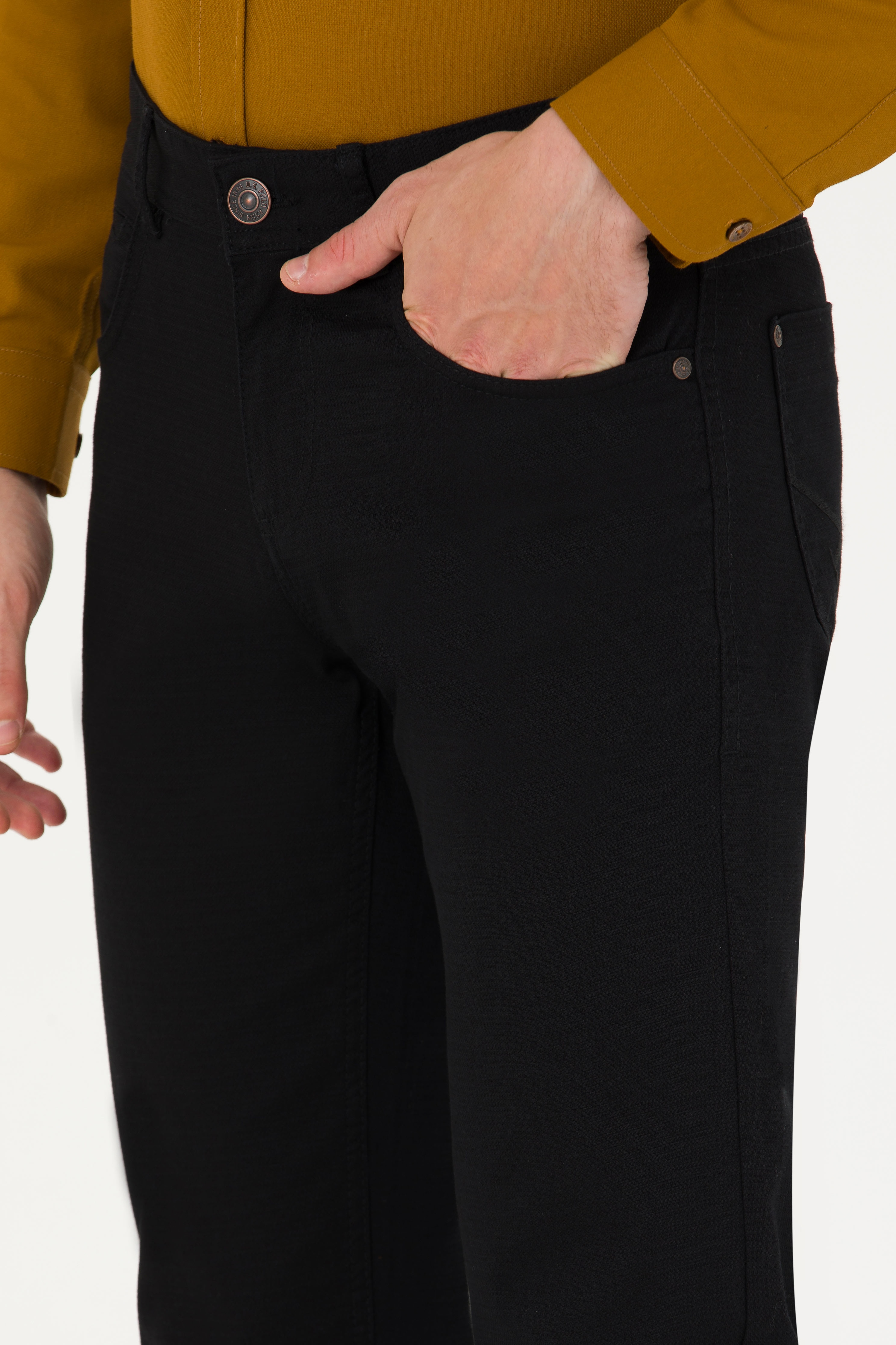 Erkek Slim Fit Siyah Kanvas Pantolon