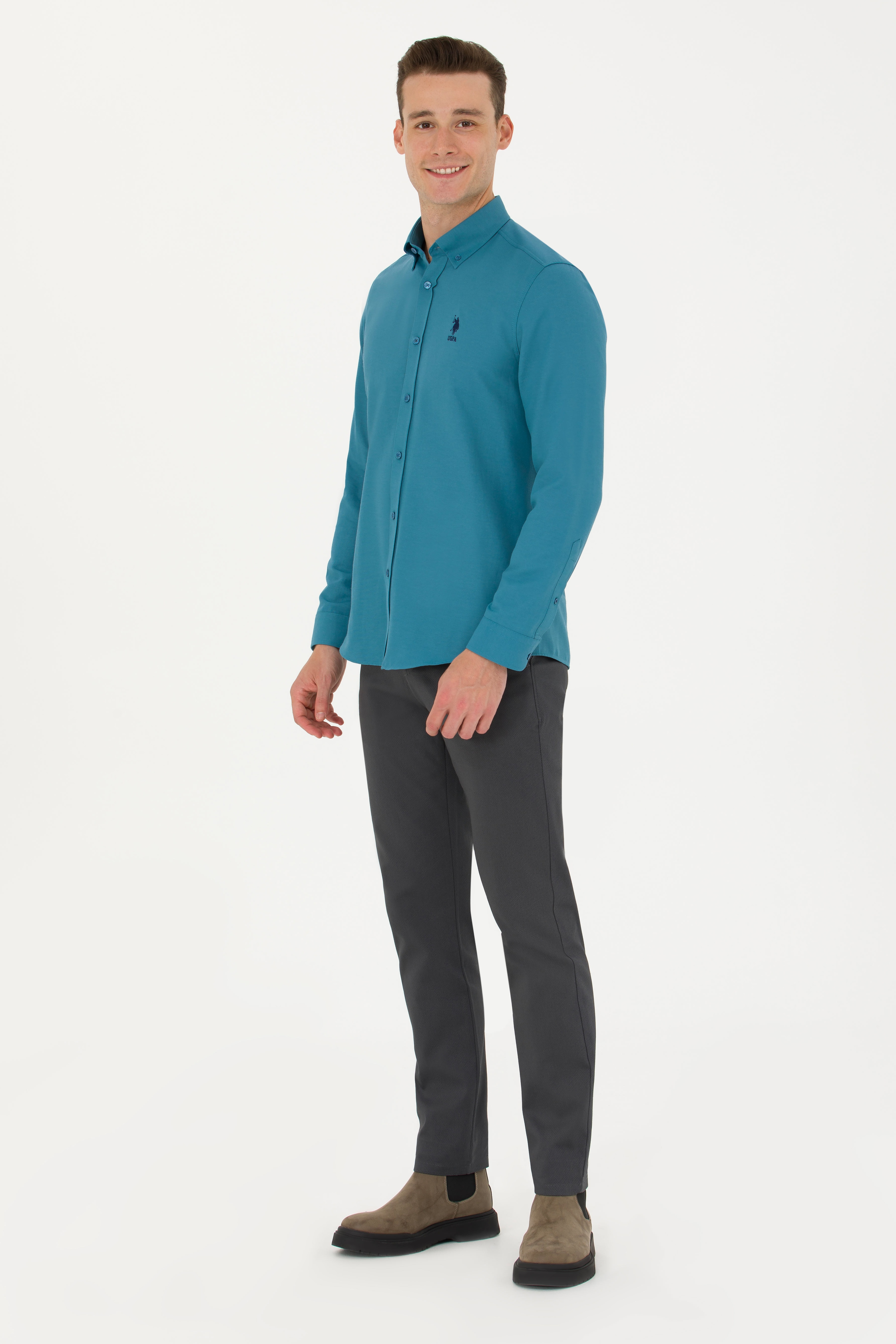 Erkek Slim Fit Antrasit Kanvas / Chino Pantolon - Image 1