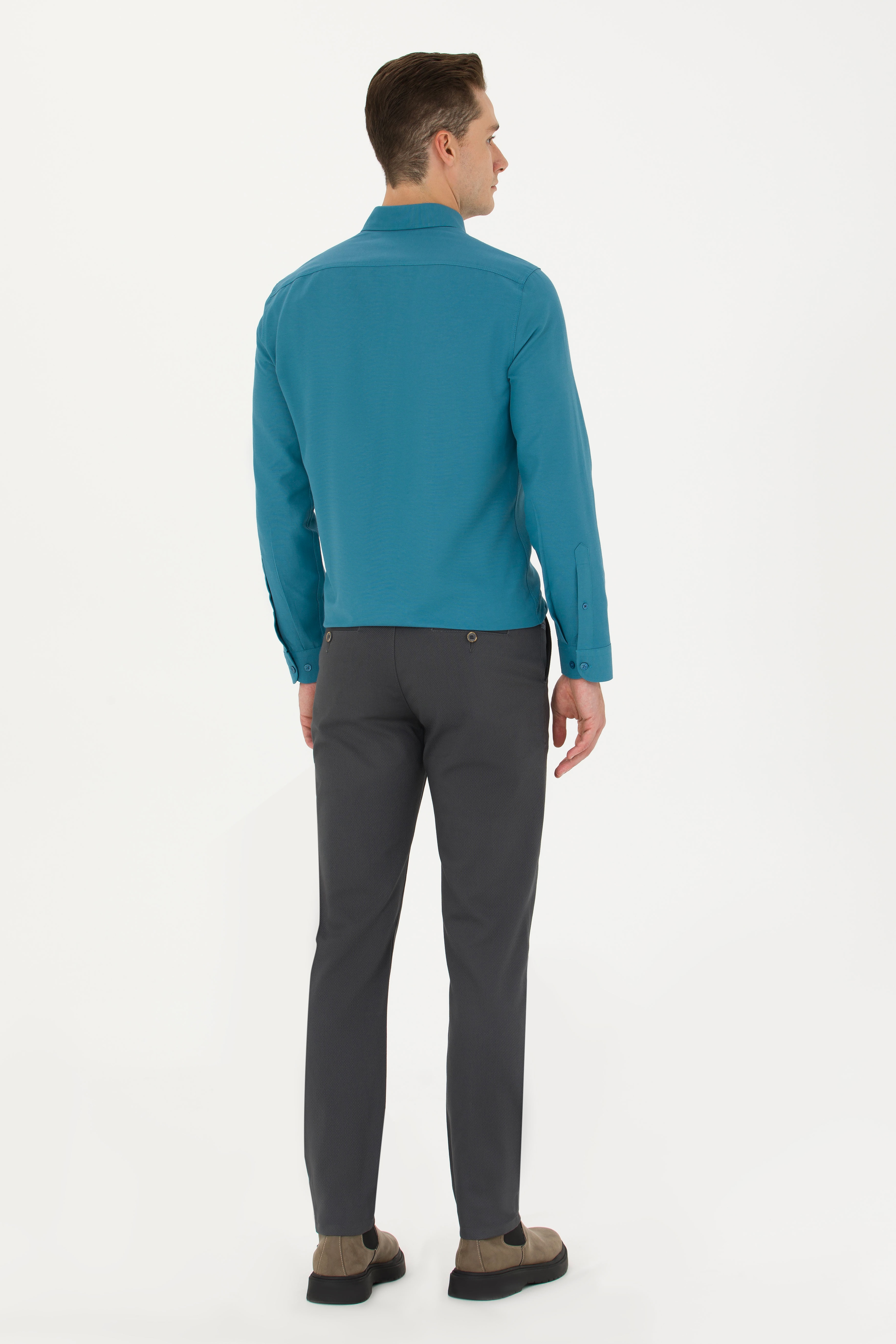 Erkek Slim Fit Antrasit Kanvas / Chino Pantolon - Image 4