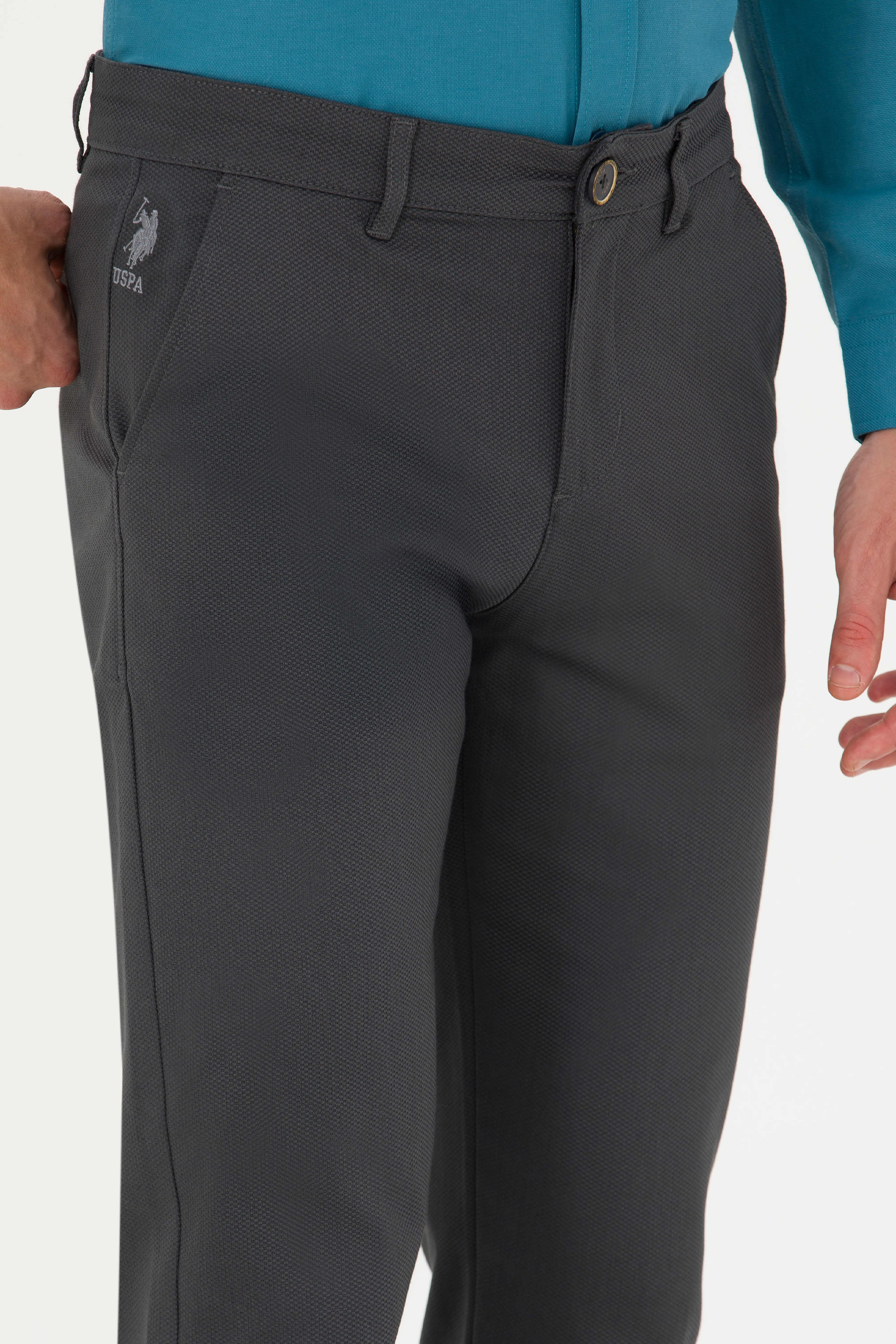 Erkek Slim Fit Antrasit Kanvas / Chino Pantolon - Image 5