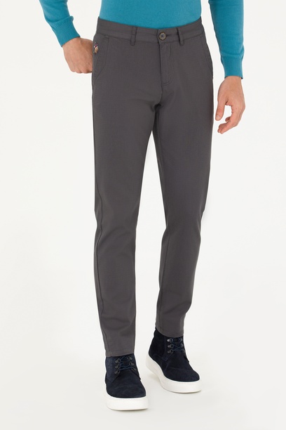 Erkek Slim Fit Antrasit Kanvas Pantolon