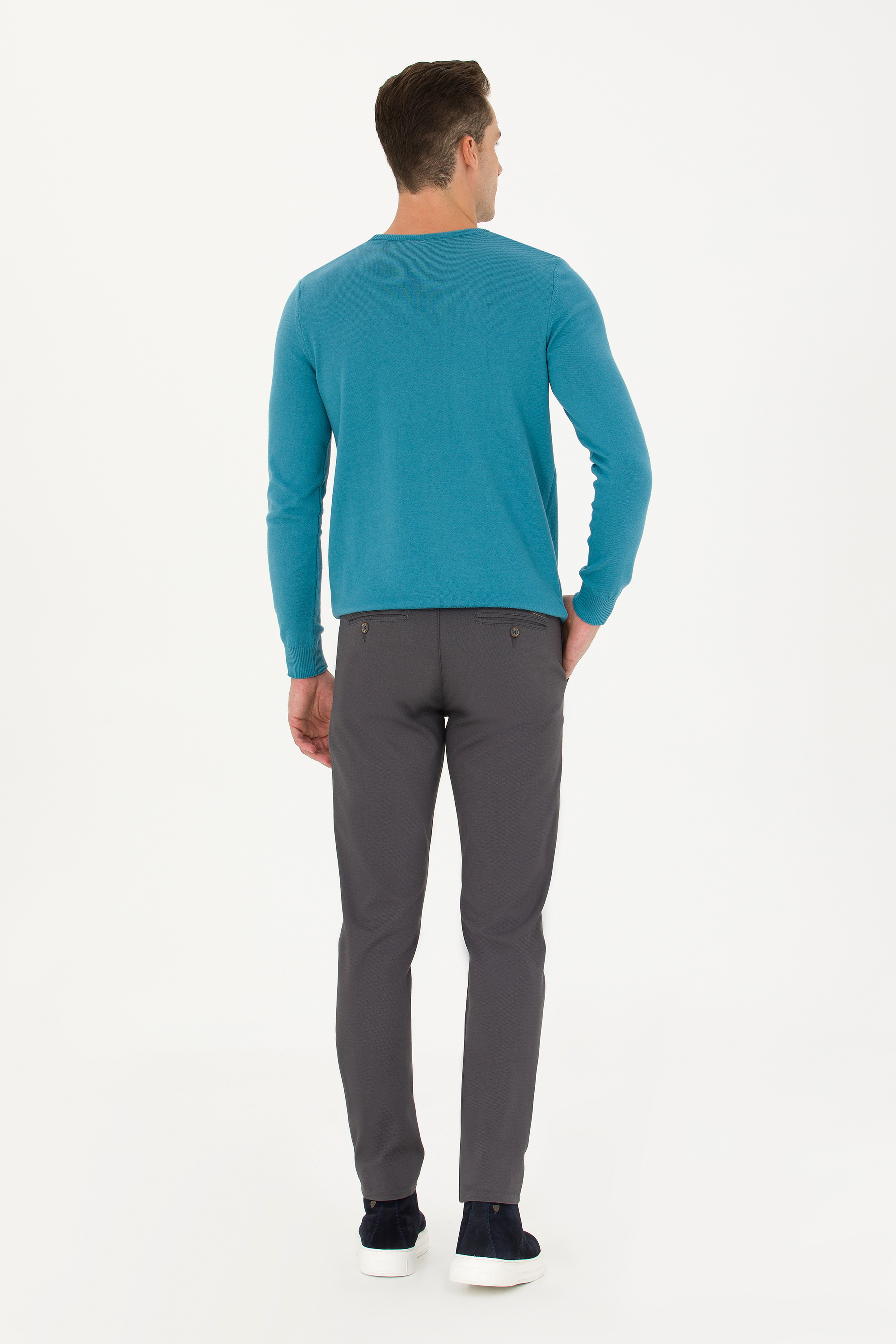 Erkek Slim Fit Antrasit Kanvas Pantolon