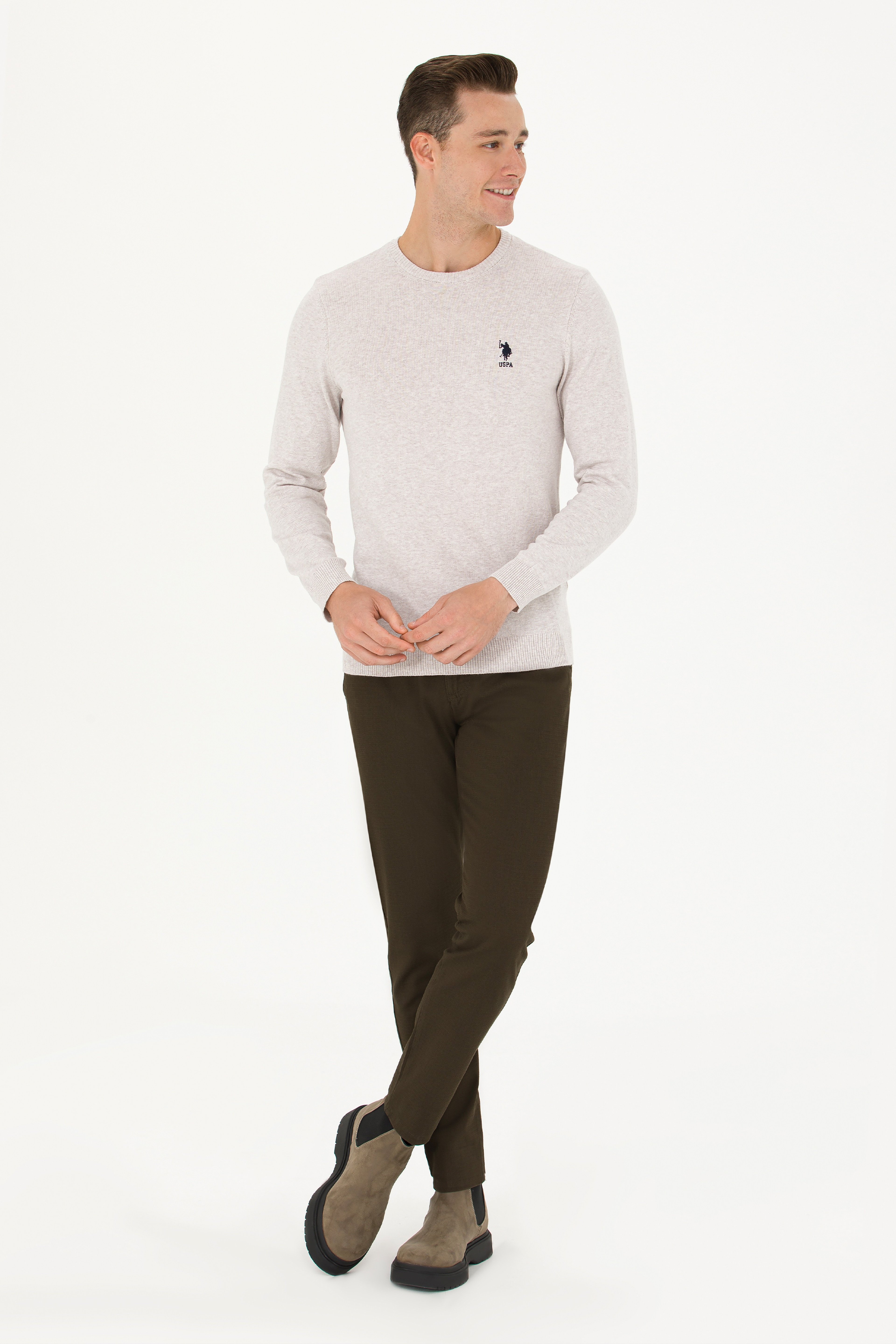 Erkek Slim Fit Koyu Haki Kanvas Pantolon - Image 3