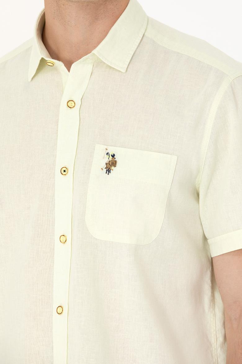 Erkek Açık Sarı Kısa Kollu Gömlek - 50262957078