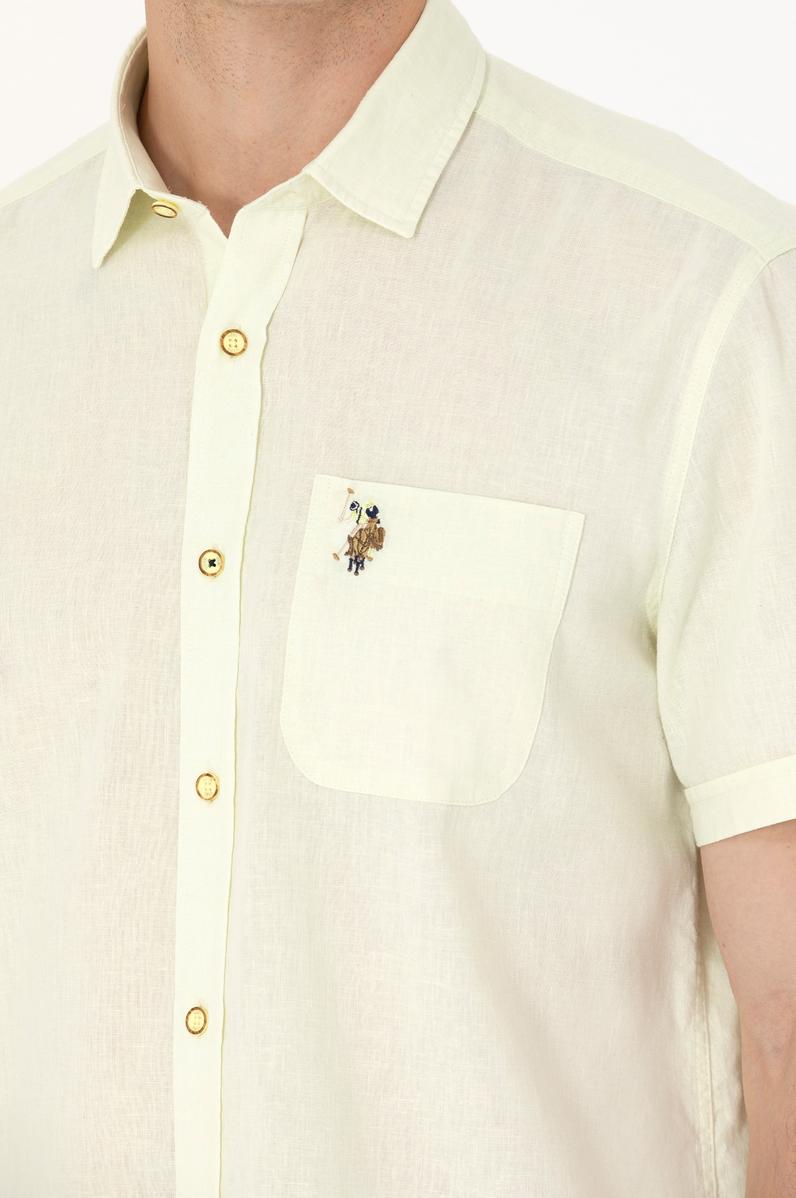 Erkek Açık Sarı Kısa Kollu Gömlek