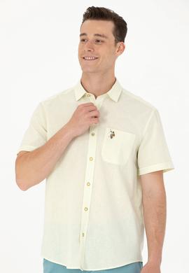 Erkek Açık Sarı Kısa Kollu Gömlek - 50262957078