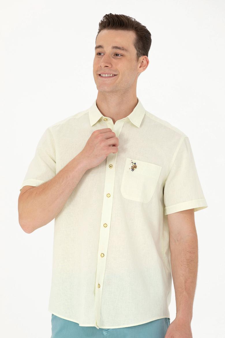 Erkek Açık Sarı Kısa Kollu Gömlek - 50262957078