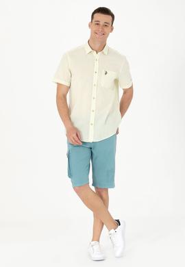 Erkek Açık Sarı Kısa Kollu Gömlek - 50262957078