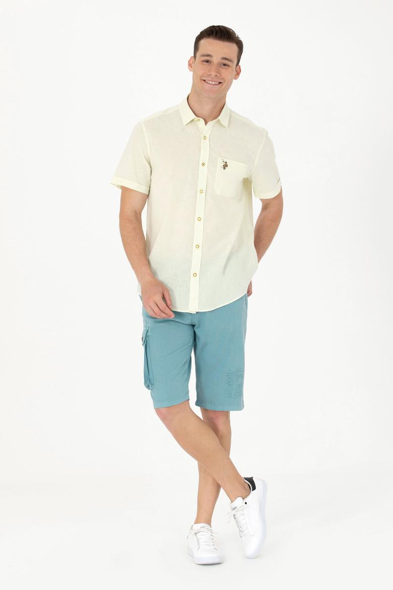 Erkek Açık Sarı Kısa Kollu Gömlek - 50262957078