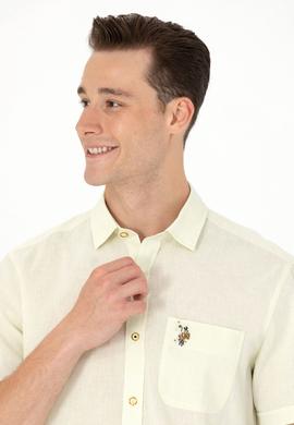 Erkek Açık Sarı Kısa Kollu Gömlek - 50262957078