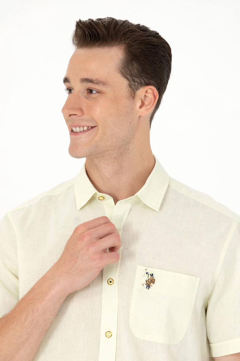 Erkek Açık Sarı Kısa Kollu Gömlek - 50262957078