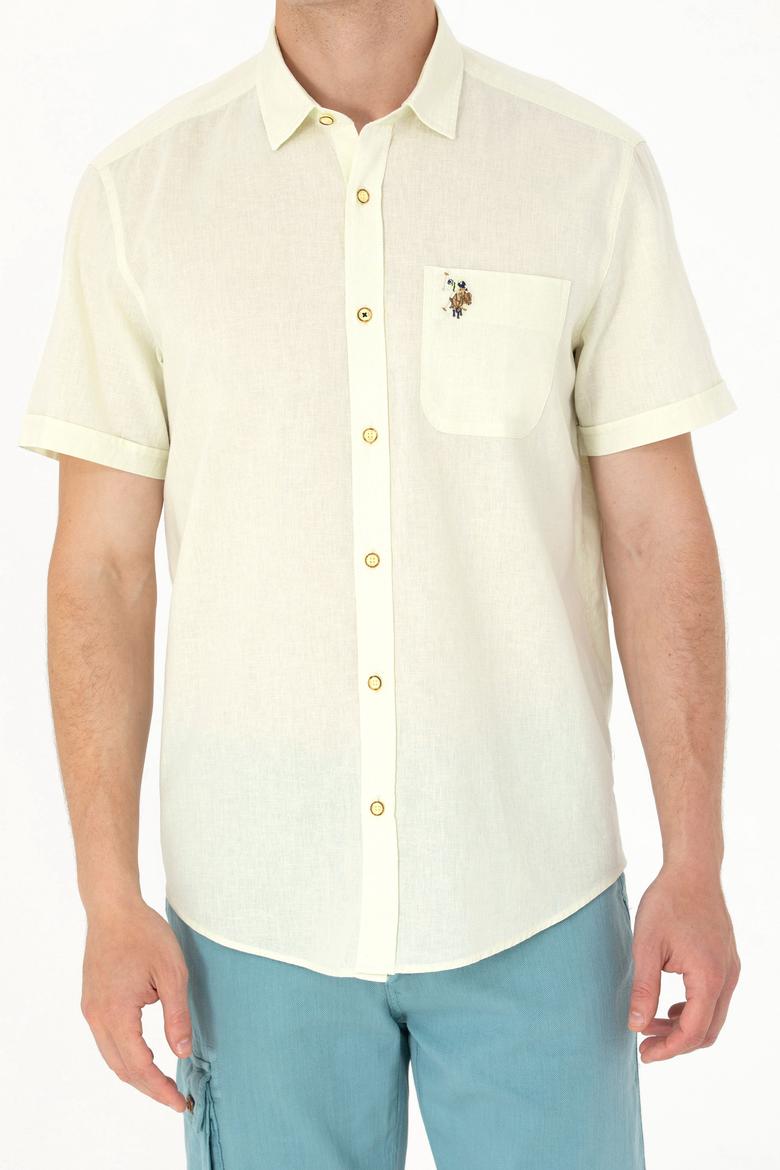 Erkek Açık Sarı Kısa Kollu Gömlek - 50262957078