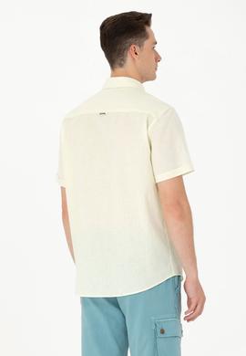Erkek Açık Sarı Kısa Kollu Gömlek - 50262957078