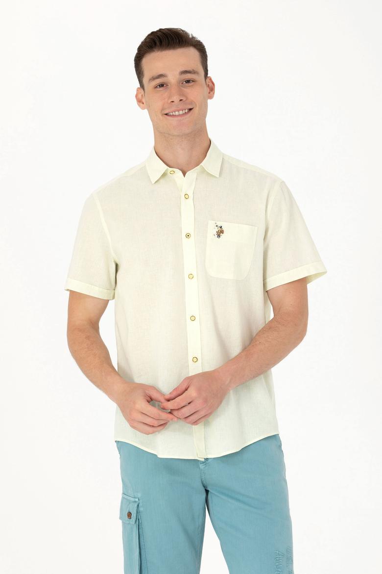 Erkek Açık Sarı Kısa Kollu Gömlek